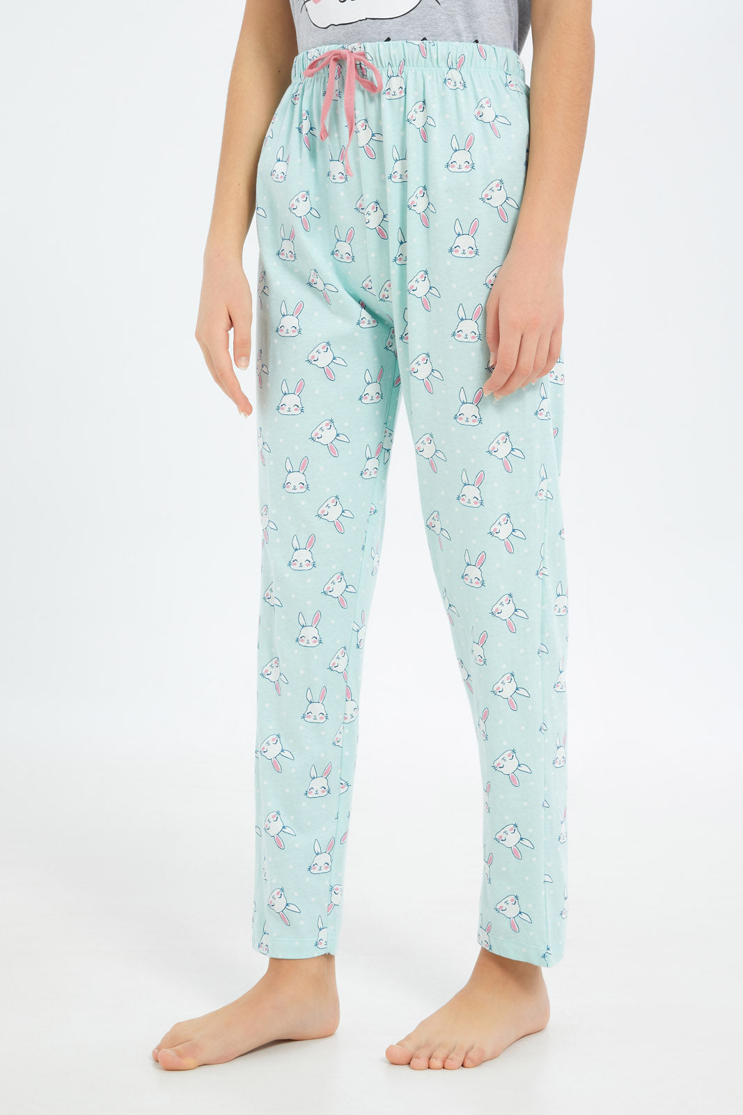 Redtag-Girls-Grey-Melange-Bunny-Pajama-Sets-Category:Pyjama-Sets,-Colour:Grey,-Deals:New-In,-Dept:Girls,-Filter:Senior-Girls-(8-to-14-Yrs),-GSR-Pyjama-Sets,-H1:KWR,-H2:GSR,-H3:NWR,-H4:PJS,-New-In-GSR-APL,-Non-Sale,-S23B,-Season:S23B,-Section:Girls-(0-to-14Yrs)-Senior-Girls-9 to 14 Years
