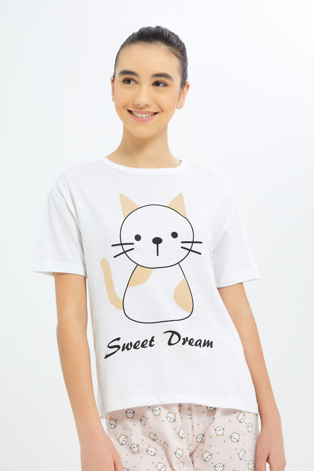 Redtag-Girls-Pink-Pajama-Sets-Category:Pyjama-Sets,-Colour:Apricot,-Deals:New-In,-Dept:Girls,-Filter:Senior-Girls-(8-to-14-Yrs),-GSR-Pyjama-Sets,-H1:KWR,-H2:GSR,-H3:NWR,-H4:PJS,-New-In-GSR-APL,-Non-Sale,-S23B,-Season:S23B,-Section:Girls-(0-to-14Yrs)-Senior-Girls-9 to 14 Years