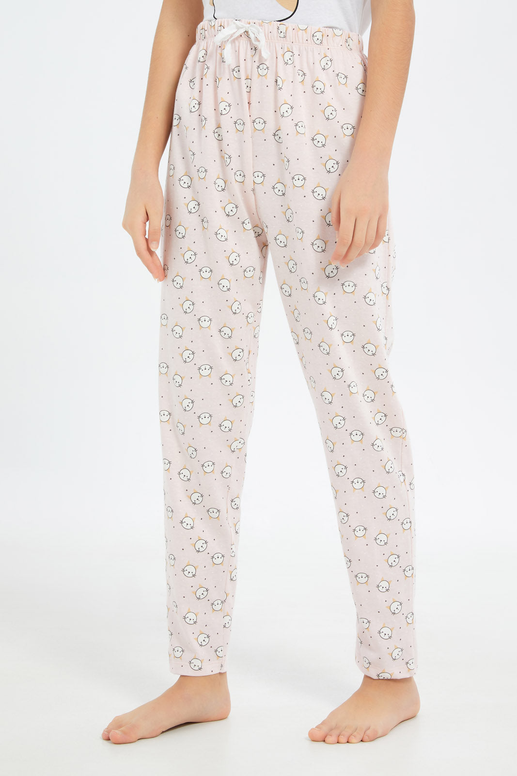Redtag-Girls-Pink-Pajama-Sets-Category:Pyjama-Sets,-Colour:Apricot,-Deals:New-In,-Dept:Girls,-Filter:Senior-Girls-(8-to-14-Yrs),-GSR-Pyjama-Sets,-H1:KWR,-H2:GSR,-H3:NWR,-H4:PJS,-New-In-GSR-APL,-Non-Sale,-S23B,-Season:S23B,-Section:Girls-(0-to-14Yrs)-Senior-Girls-9 to 14 Years