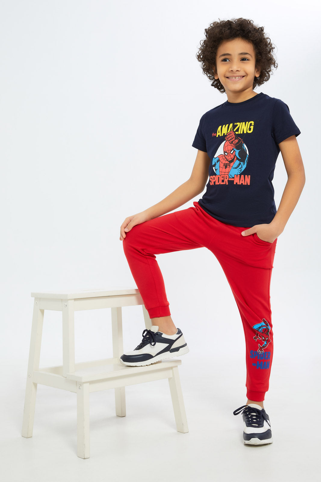 Redtag-Boys-Navy-Spiderman-Short-Sleeve-T-Shirt-BOY-T-Shirts,-Category:T-Shirts,-CHA,-Colour:Navy,-Deals:New-In,-Dept:Boys,-Filter:Boys-(2-to-8-Yrs),-New-In-BOY-APL,-Non-Sale,-S23C,-Section:Boys-(0-to-14Yrs),-STRATEGY-Boys-2 to 8 Years
