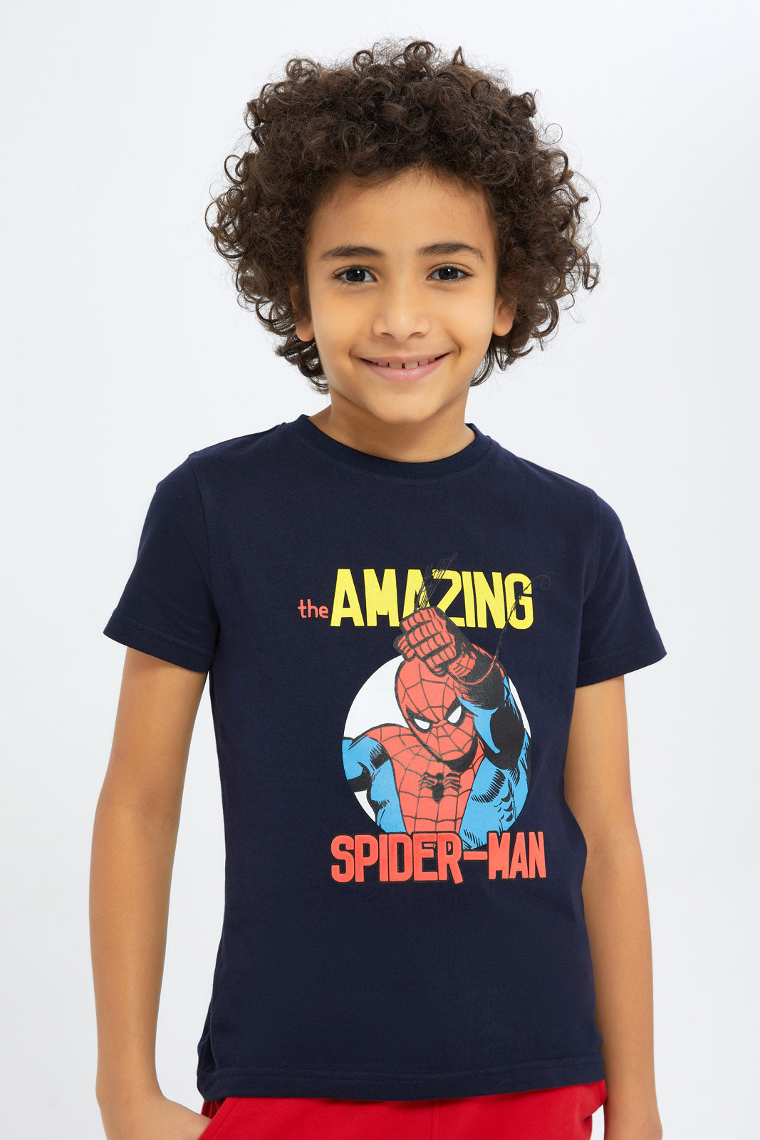 Redtag-Boys-Navy-Spiderman-Short-Sleeve-T-Shirt-BOY-T-Shirts,-Category:T-Shirts,-CHA,-Colour:Navy,-Deals:New-In,-Dept:Boys,-Filter:Boys-(2-to-8-Yrs),-New-In-BOY-APL,-Non-Sale,-S23C,-Section:Boys-(0-to-14Yrs),-STRATEGY-Boys-2 to 8 Years