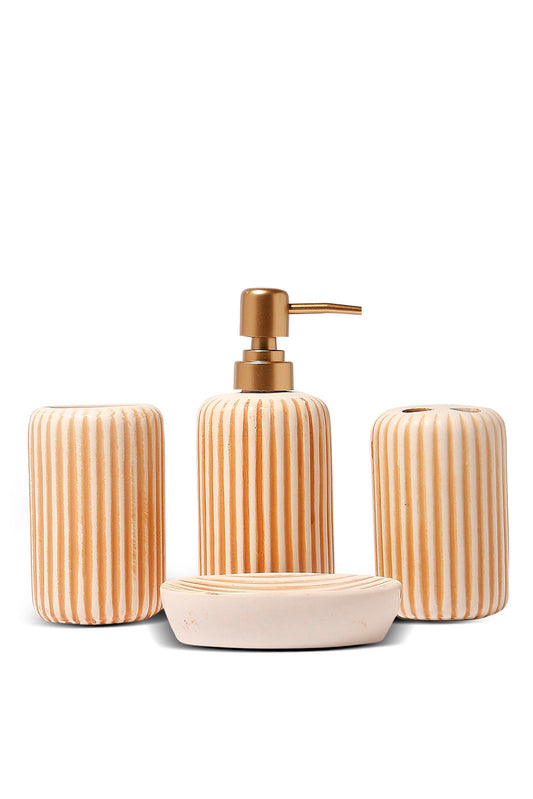 Redtag-Beige-Ceramic-Bathroom-Set-(4Pcs)-Category:Toiletry-Sets,-Colour:Beige,-Deals:New-In,-Filter:Home-Bathroom,-HMW-BAC-Bath-Accessories,-New-In-HMW-BAC,-Non-Sale,-S23B,-Section:Homewares-Home-Bathroom-