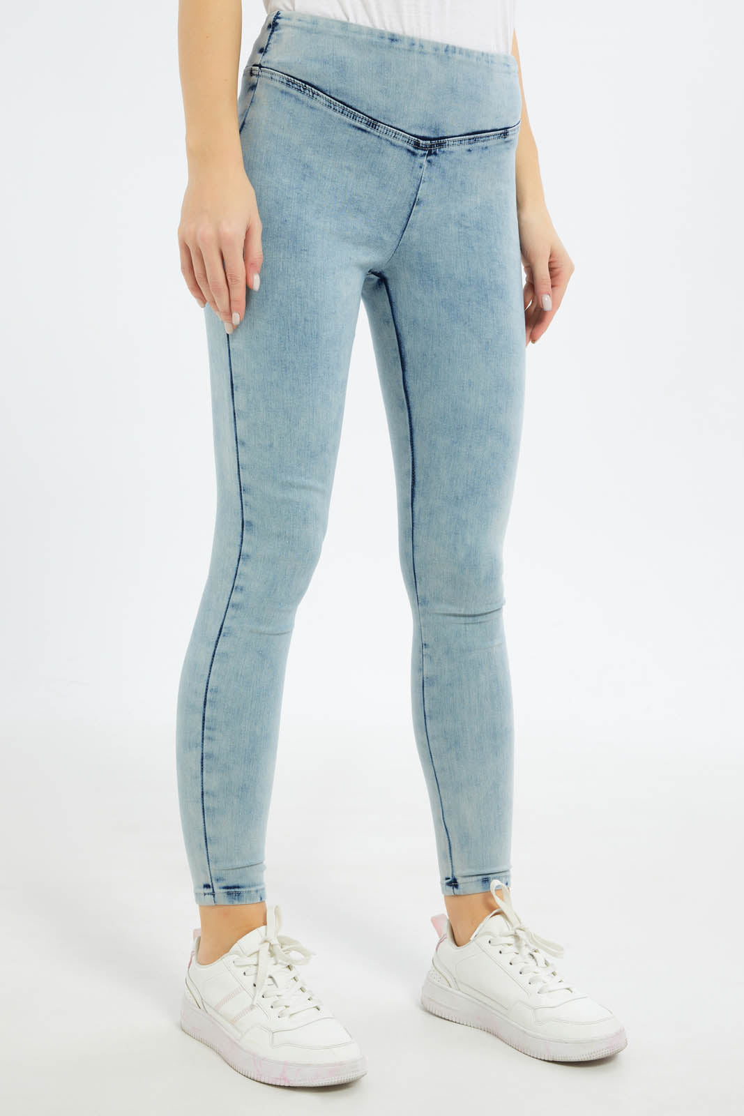 Redtag-Women-Ice-Wash-Pleated-Jegging-Category:Jeggings,-Colour:Light-Wash,-Deals:New-In,-Dept:Ladieswear,-Filter:Women's-Clothing,-FIT-WALL-(FTW),-New-In-Women-APL,-Non-Sale,-S23B,-Section:Women,-Women-Jeggings-Women's-