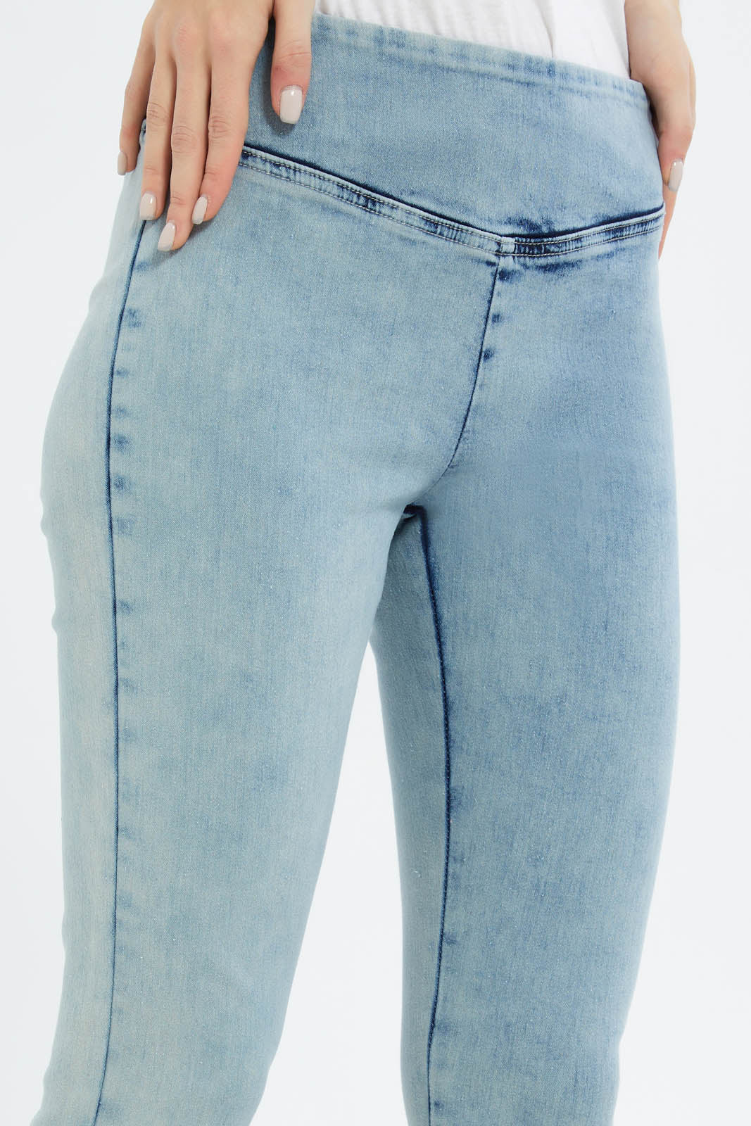 Redtag-Women-Ice-Wash-Pleated-Jegging-Category:Jeggings,-Colour:Light-Wash,-Deals:New-In,-Dept:Ladieswear,-Filter:Women's-Clothing,-FIT-WALL-(FTW),-New-In-Women-APL,-Non-Sale,-S23B,-Section:Women,-Women-Jeggings-Women's-