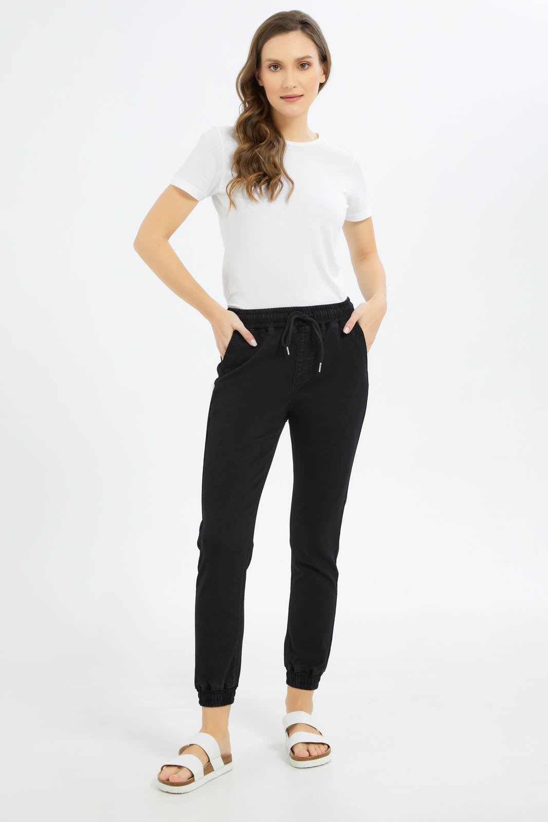 Redtag-Women-Black-Knit-Jogger-Category:Jeggings,-Colour:Black,-Deals:New-In,-Dept:Ladieswear,-Filter:Women's-Clothing,-FIT-WALL-(FTW),-New-In-Women-APL,-Non-Sale,-S23B,-Section:Women,-Women-Jeggings-Women's-