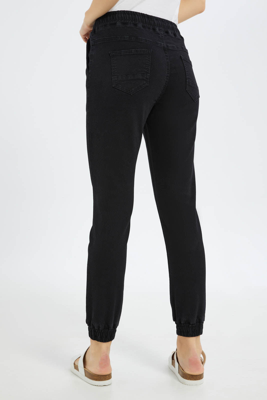 Redtag-Women-Black-Knit-Jogger-Category:Jeggings,-Colour:Black,-Deals:New-In,-Dept:Ladieswear,-Filter:Women's-Clothing,-FIT-WALL-(FTW),-New-In-Women-APL,-Non-Sale,-S23B,-Section:Women,-Women-Jeggings-Women's-