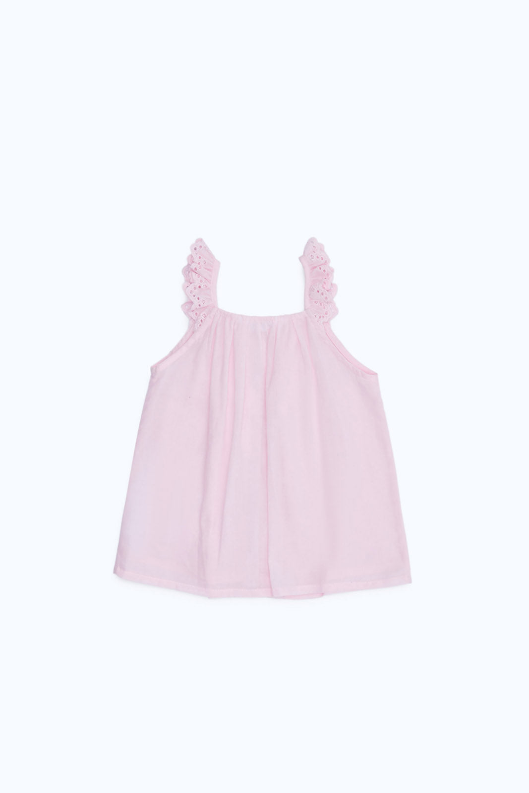 Redtag-Girls-Pink-Schiffly-Straps-Blouse-Category:Blouses,-Colour:Apricot,-Deals:New-In,-Dept:Girls,-Filter:Infant-Girls-(3-to-24-Mths),-H1:KWR,-H2:ING,-H3:BLO,-H4:CBL,-ING-Blouses,-New-In-ING-APL,-Non-Sale,-RMD,-S23C,-Season:S23C,-Section:Girls-(0-to-14Yrs)-Infant-Girls-3 to 24 Months