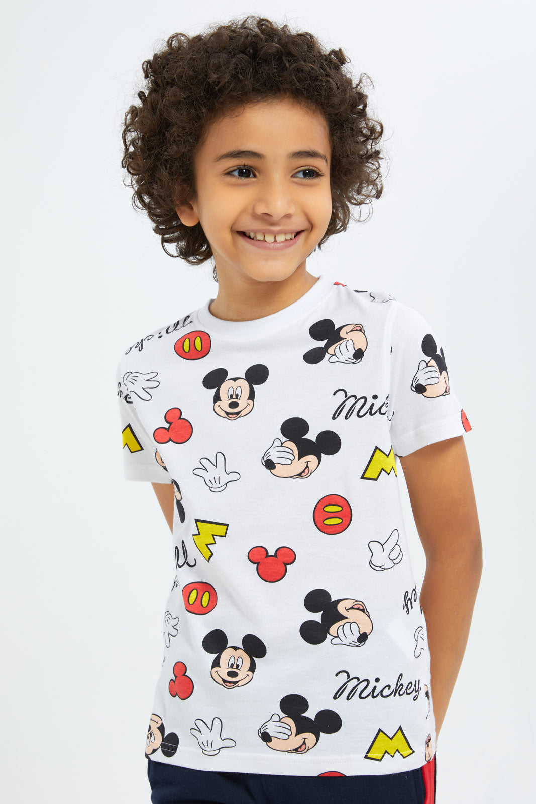 Redtag-Boys-White-Mickey-Mouse-Aop-Short-Sleeve-T-Shirt-BOY-T-Shirts,-Category:T-Shirts,-CHA,-Colour:White,-Deals:New-In,-Dept:Boys,-Filter:Boys-(2-to-8-Yrs),-New-In-BOY-APL,-Non-Sale,-S23C,-Section:Boys-(0-to-14Yrs)-Boys-2 to 8 Years