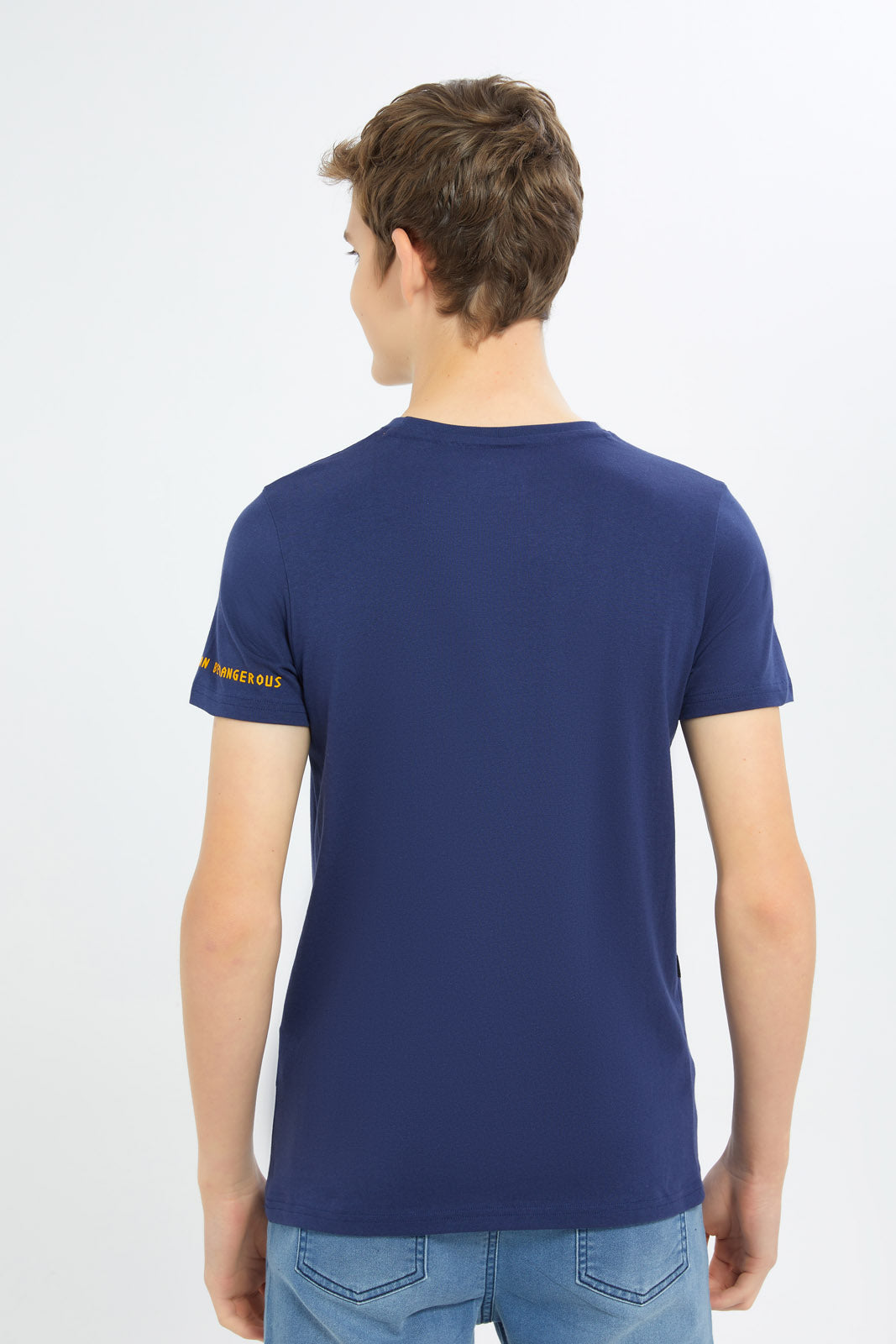 Redtag-Boys-Navy-Tiger-Flock-Tee-BSR-T-Shirts,-Category:T-Shirts,-Colour:Navy,-Deals:New-In,-Dept:Boys,-Filter:Senior-Boys-(8-to-14-Yrs),-H1:KWR,-H2:BSR,-H3:TSH,-H4:TSH,-New-In-BSR-APL,-Non-Sale,-S23B,-Season:S23C,-Section:Boys-(0-to-14Yrs)-Senior-Boys-9 to 14 Years
