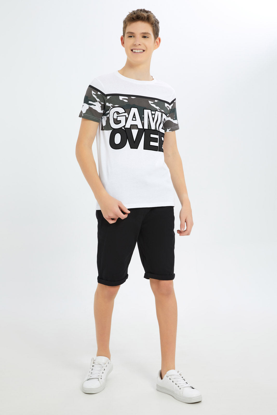 Redtag-Boys-White-Your-Game-Tee-BSR-T-Shirts,-Category:T-Shirts,-Colour:White,-Deals:New-In,-Dept:Boys,-Filter:Senior-Boys-(8-to-14-Yrs),-New-In-BSR-APL,-Non-Sale,-S23B,-Section:Boys-(0-to-14Yrs)-Senior-Boys-9 to 14 Years