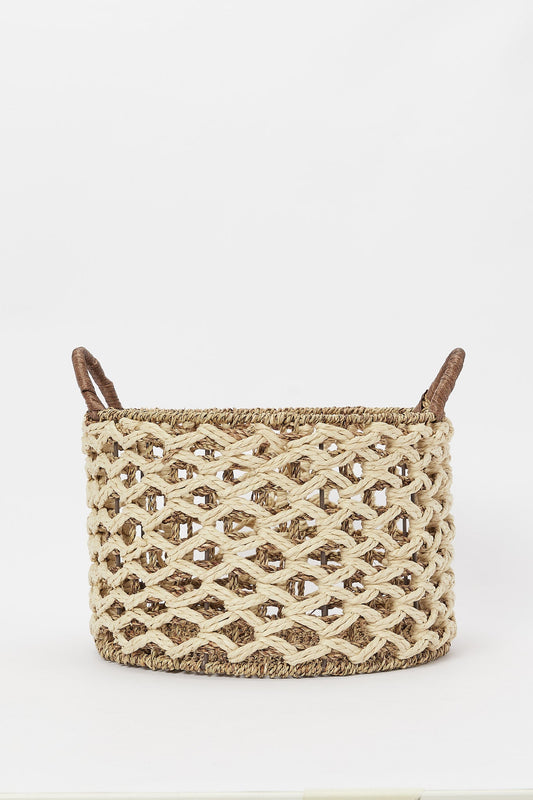 Redtag-Brown-Sea-Grass-With-Rope-Round-Laundry-Basket-(Large)-Category:Laundry-Hampers,-Colour:Brown,-Deals:New-In,-Filter:Home-Bathroom,-H1:HMW,-H2:BAC,-H3:BCE,-H4:BAC,-HMW-BAC-Bath-Accessories,-New-In-HMW-BAC,-Non-Sale,-S23B,-Season:S23B,-Section:Homewares,-Style:PREMIUM-Home-Bathroom-