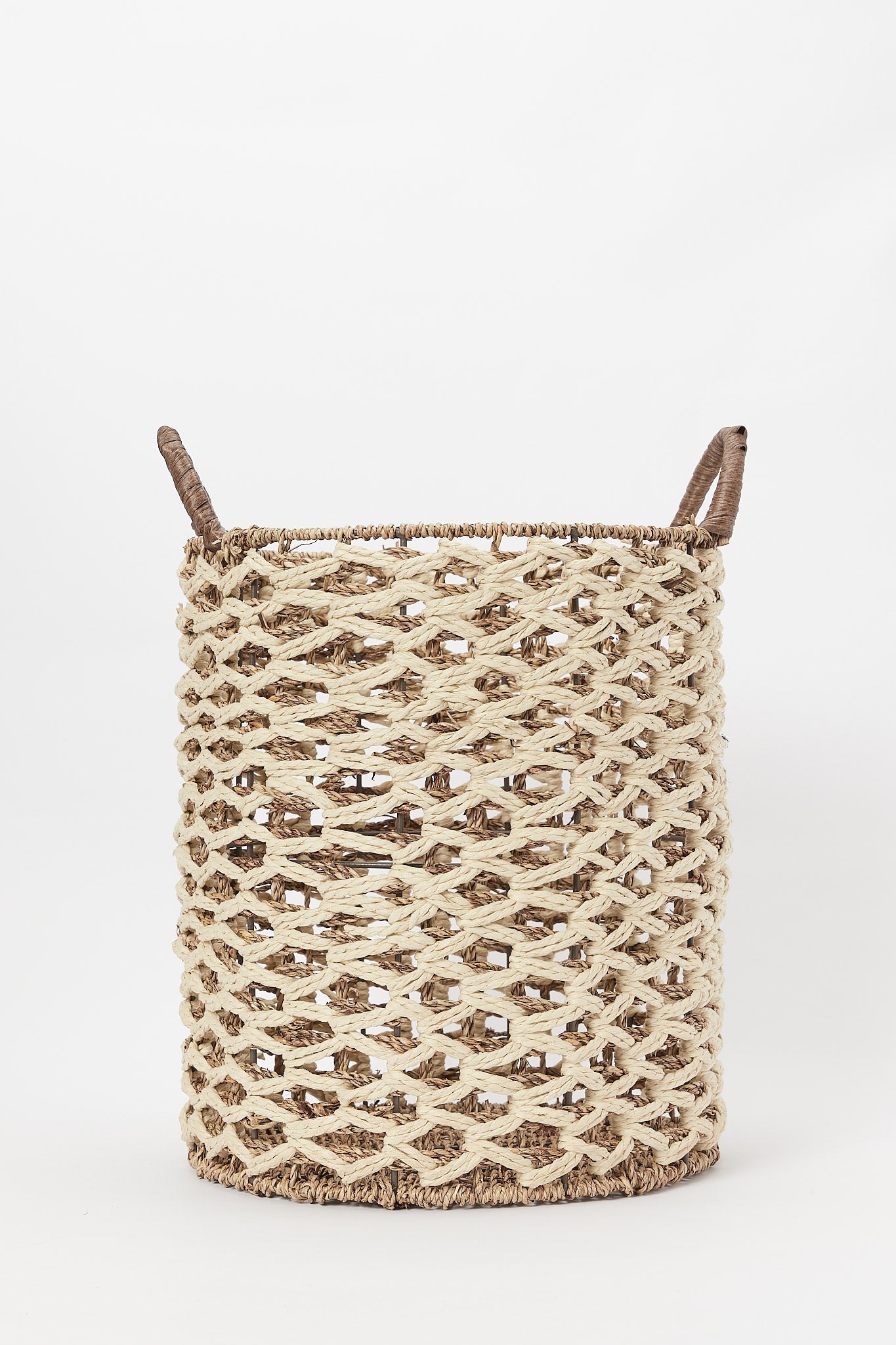 Redtag-Brown-Sea-Grass-With-Rope-Round-Laundry-Hamper-(Medium)-Category:Laundry-Hampers,-Colour:Brown,-Deals:New-In,-Filter:Home-Bathroom,-H1:HMW,-H2:BAC,-H3:BCE,-H4:BAC,-HMW-BAC-Bath-Accessories,-New-In-HMW-BAC,-Non-Sale,-S23B,-Season:S23B,-Section:Homewares,-Style:PREMIUM-Home-Bathroom-