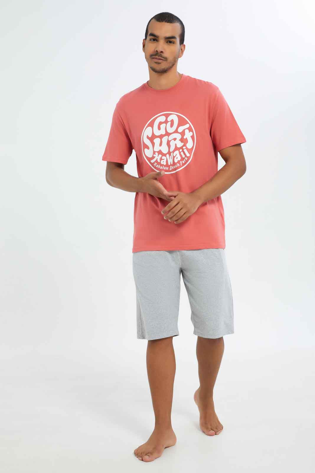 Redtag-Men-Red-T-Shirt-&-Grey-Shorts-Pyjama-Set-Category:Pyjama-Sets,-Colour:Red,-Deals:New-In,-Dept:Menswear,-Filter:Men's-Clothing,-Men-Pyjama-Sets,-New-In-Men-APL,-Non-Sale,-S23C,-Section:Men-Men's-