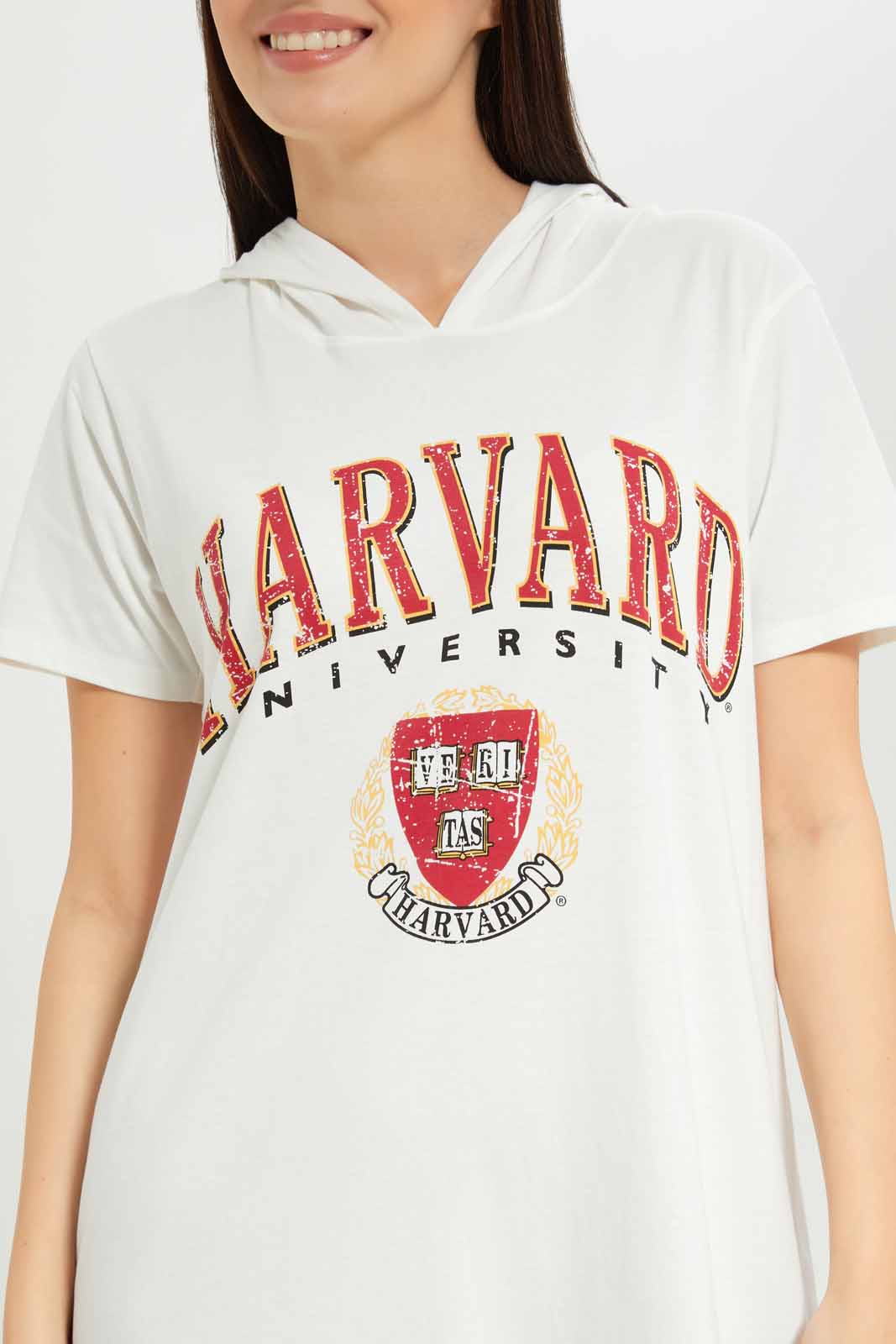 Women White Hooded Nightshirt