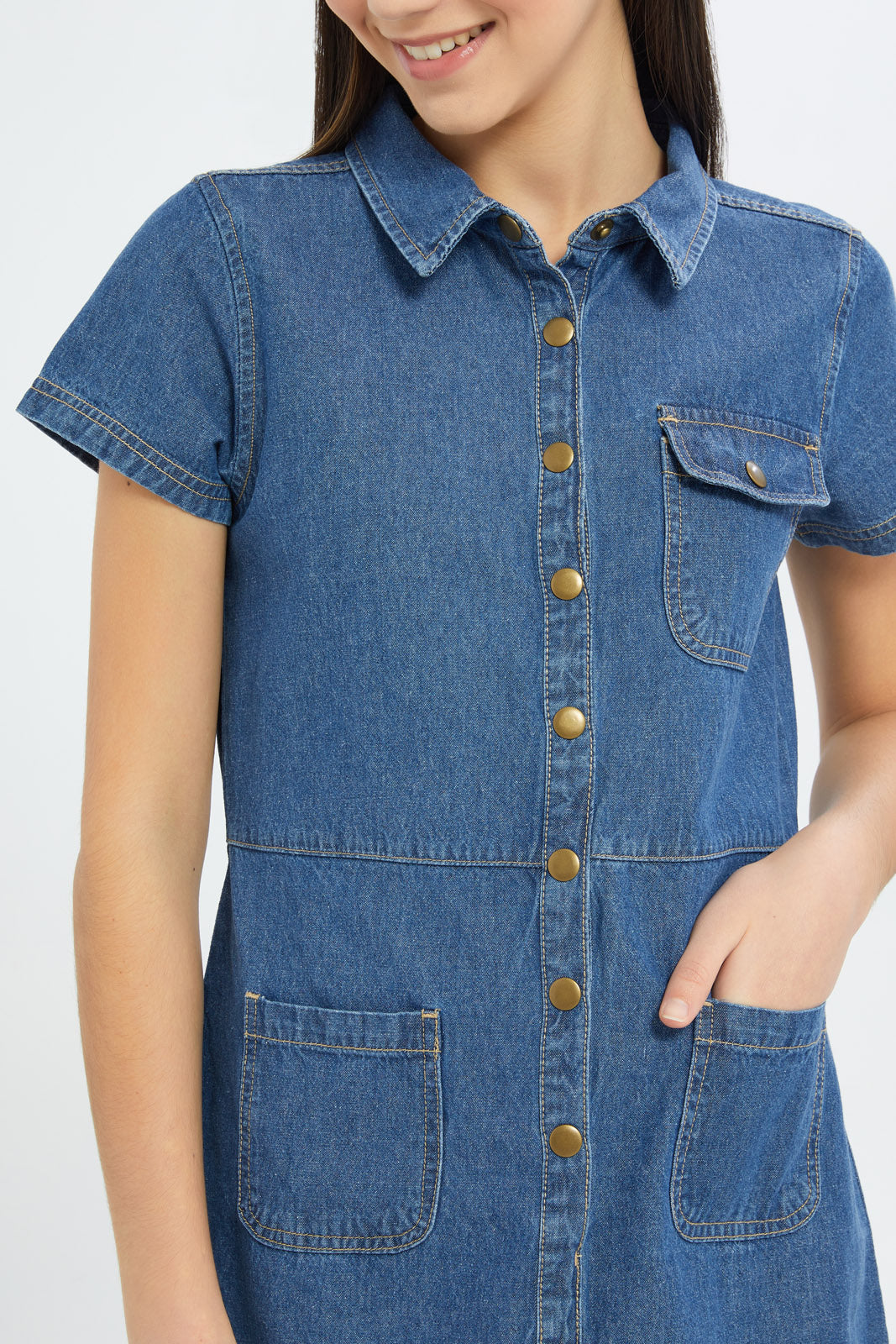 Redtag-Girls-Dk-Wash-Denim-Dress-Category:Dresses,-Colour:Dark-Wash,-Deals:New-In,-Dept:Girls,-Filter:Senior-Girls-(8-to-14-Yrs),-GSR-Dresses,-H1:KWR,-H2:GSR,-H3:DRS,-H4:CAD,-New-In-GSR-APL,-Non-Sale,-S23C,-Season:S23C,-Section:Girls-(0-to-14Yrs)-Senior-Girls-9 to 14 Years