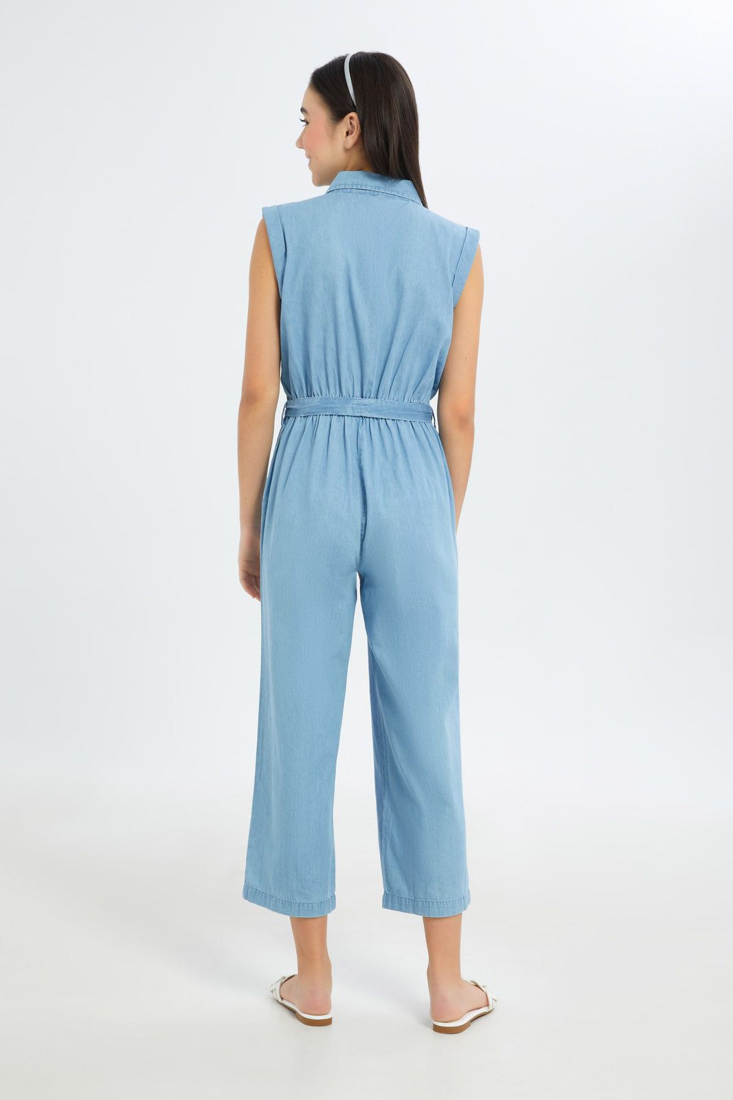 Redtag-Girls-Lt-Wash-Shirt-Jumpsuit-Dress-Category:Dresses,-Colour:Light-Wash,-Deals:New-In,-Dept:Girls,-Filter:Senior-Girls-(8-to-14-Yrs),-GSR-Dresses,-H1:KWR,-H2:GSR,-H3:DRS,-H4:CAD,-New-In-GSR-APL,-Non-Sale,-S23C,-Season:S23C,-Section:Girls-(0-to-14Yrs)-Senior-Girls-9 to 14 Years