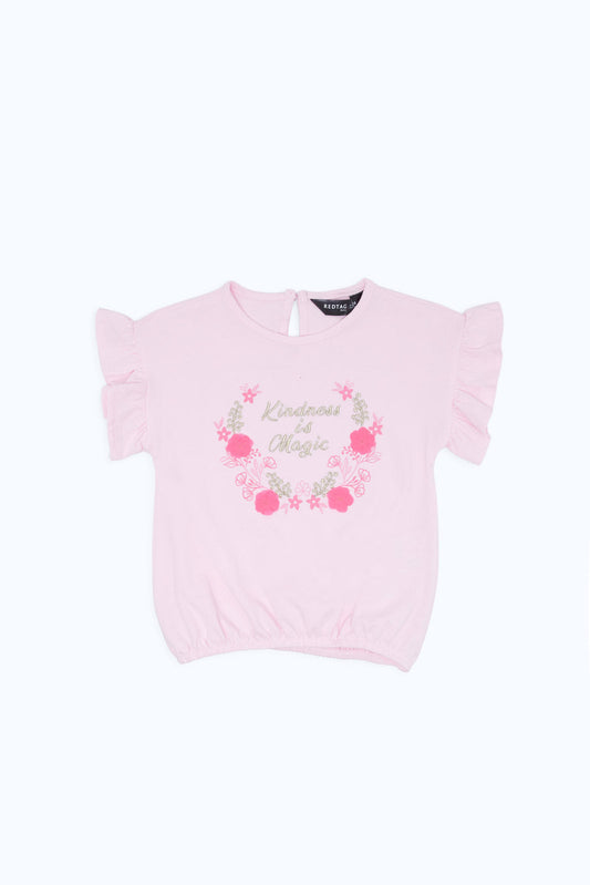 Redtag-Girls-Pink-Floral-Embroidery-T-Shirt-Category:T-Shirts,-Colour:Apricot,-Deals:New-In,-Dept:Girls,-Filter:Infant-Girls-(3-to-24-Mths),-H1:KWR,-H2:ING,-H3:TSH,-H4:CAT,-ING-T-Shirts,-New-In-ING-APL,-Non-Sale,-RMD,-S23C,-Season:S23C,-Section:Girls-(0-to-14Yrs)-Infant-Girls-3 to 24 Months