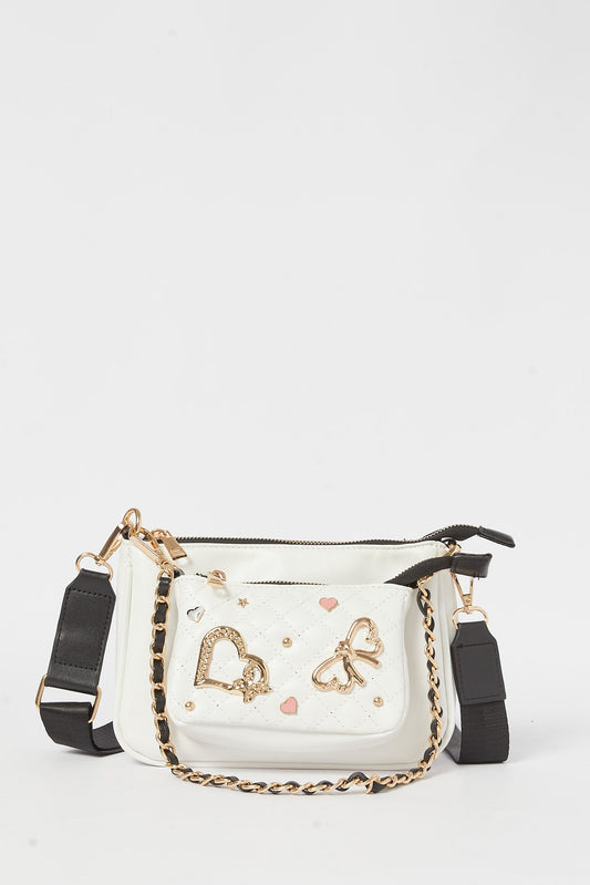 Redtag-White-Embellished-Sr-Girls-Cross-Body-Bag-Category:Purse,-Colour:White,-Filter:Girls-Accessories,-GSR-Bags,-H1:ACC,-H2:GIR,-H3:GIA,-H4:HBG,-New-In,-New-In-GIR-ACC,-Non-Sale,-S23B,-Season:S23B,-Section:Girls-(0-to-14Yrs)-Girls-