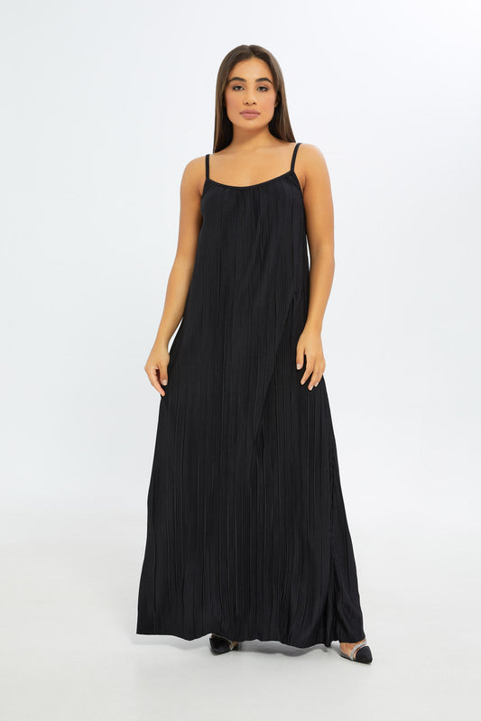 Redtag-Women-Black-Plisse-Halter-Mai-Drerss-Category:Dresses,-Colour:Black,-Deals:New-In,-Dept:Ladieswear,-Filter:Women's-Clothing,-H1:LWR,-H2:LAD,-H3:DRS,-H4:CAD,-New-In-Women-APL,-Non-Sale,-S23C,-Season:S23D,-Section:Women,-Women-Dresses-Women's-