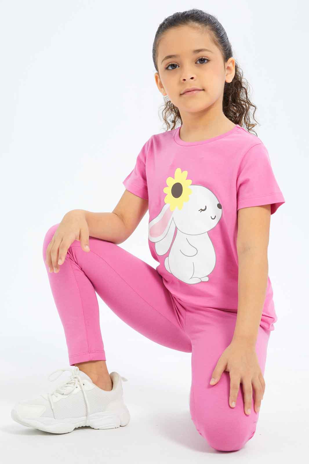 Redtag-Girls-Fuschia-Bunny-Print-Tee-Category:T-Shirts,-Colour:Fuchsia,-Deals:New-In,-Dept:Girls,-Filter:Girls-(2-to-8-Yrs),-GIR-T-Shirts,-New-In-GIR-APL,-Non-Sale,-S23B,-Section:Girls-(0-to-14Yrs),-TBL-Girls-2 to 8 Years