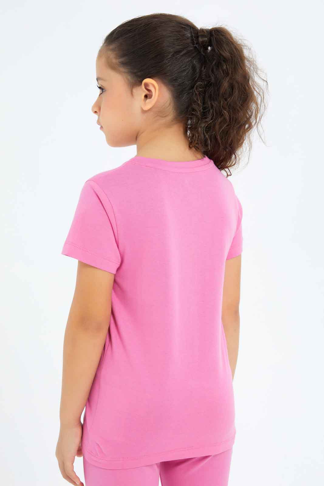 Redtag-Girls-Fuschia-Bunny-Print-Tee-Category:T-Shirts,-Colour:Fuchsia,-Deals:New-In,-Dept:Girls,-Filter:Girls-(2-to-8-Yrs),-GIR-T-Shirts,-New-In-GIR-APL,-Non-Sale,-S23B,-Section:Girls-(0-to-14Yrs),-TBL-Girls-2 to 8 Years