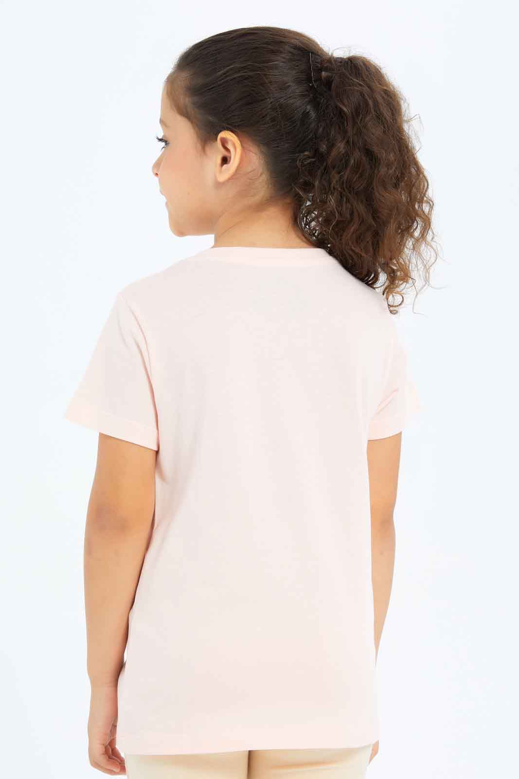 Redtag-Girls-Coral-Floral-Tee-Category:T-Shirts,-Colour:Coral,-Deals:New-In,-Dept:Girls,-Filter:Girls-(2-to-8-Yrs),-GIR-T-Shirts,-New-In-GIR-APL,-Non-Sale,-S23B,-Section:Girls-(0-to-14Yrs),-TBL-Girls-2 to 8 Years