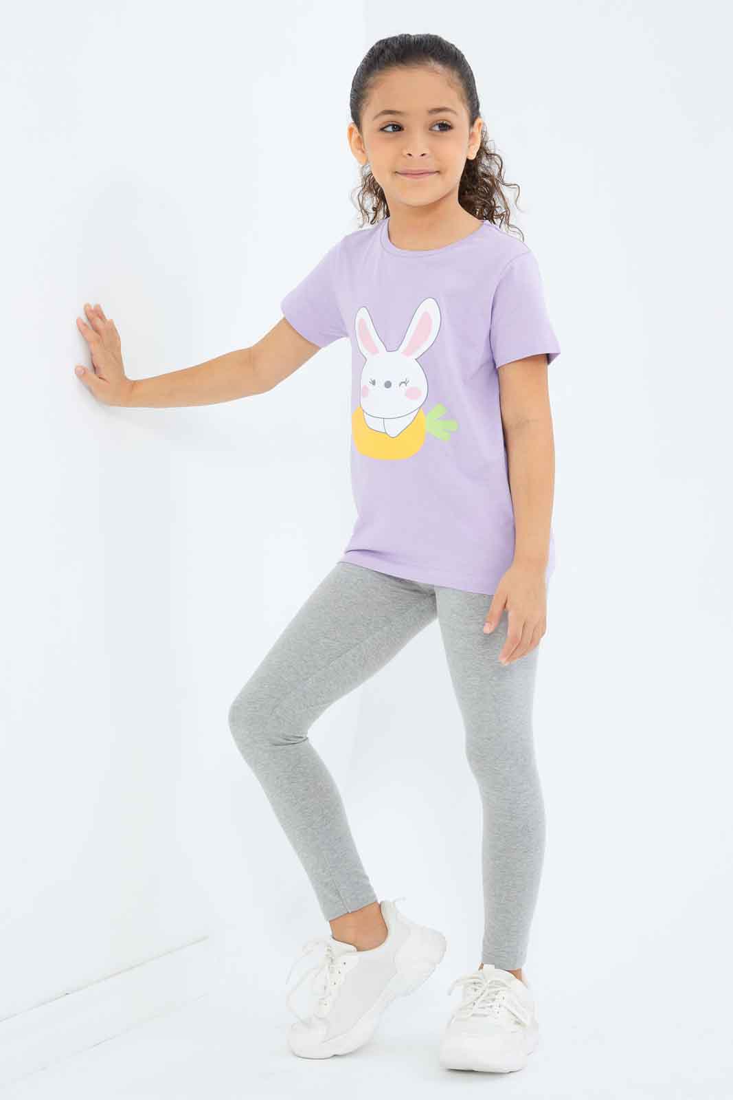 Redtag-Girls-Lilac-Bunny-Print-Tee-Category:T-Shirts,-Colour:Lilac,-Deals:New-In,-Dept:Girls,-Filter:Girls-(2-to-8-Yrs),-GIR-T-Shirts,-New-In-GIR-APL,-Non-Sale,-S23B,-Section:Girls-(0-to-14Yrs),-TBL-Girls-2 to 8 Years