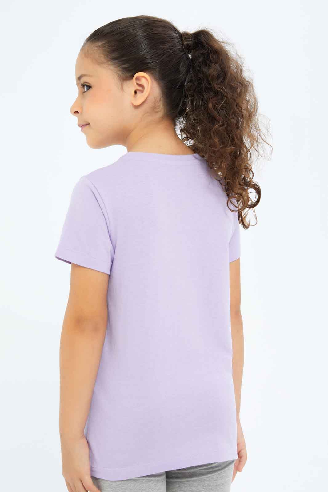 Redtag-Girls-Lilac-Bunny-Print-Tee-Category:T-Shirts,-Colour:Lilac,-Deals:New-In,-Dept:Girls,-Filter:Girls-(2-to-8-Yrs),-GIR-T-Shirts,-New-In-GIR-APL,-Non-Sale,-S23B,-Section:Girls-(0-to-14Yrs),-TBL-Girls-2 to 8 Years