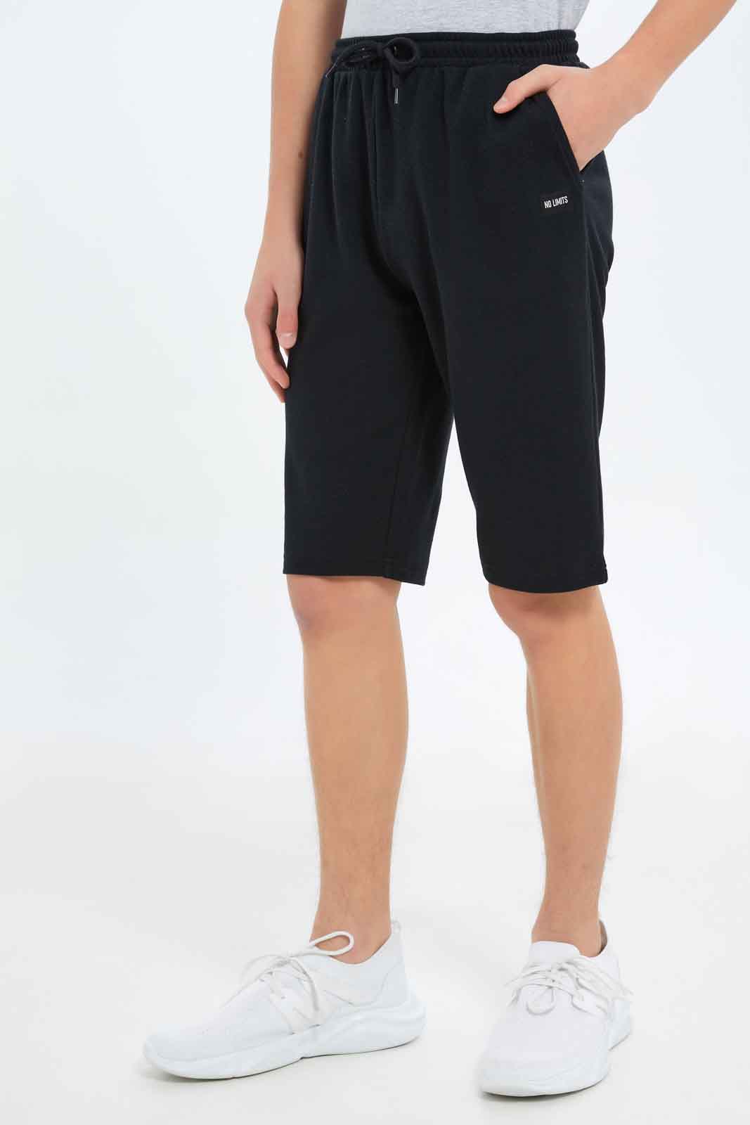 Redtag-Boys-Black-Pique-Active-Shorts-BSR-Shorts,-Category:Shorts,-Colour:Black,-Deals:New-In,-Dept:Boys,-Filter:Senior-Boys-(8-to-14-Yrs),-New-In-BSR-APL,-Non-Sale,-S23C,-Section:Boys-(0-to-14Yrs)-Senior-Boys-9 to 14 Years