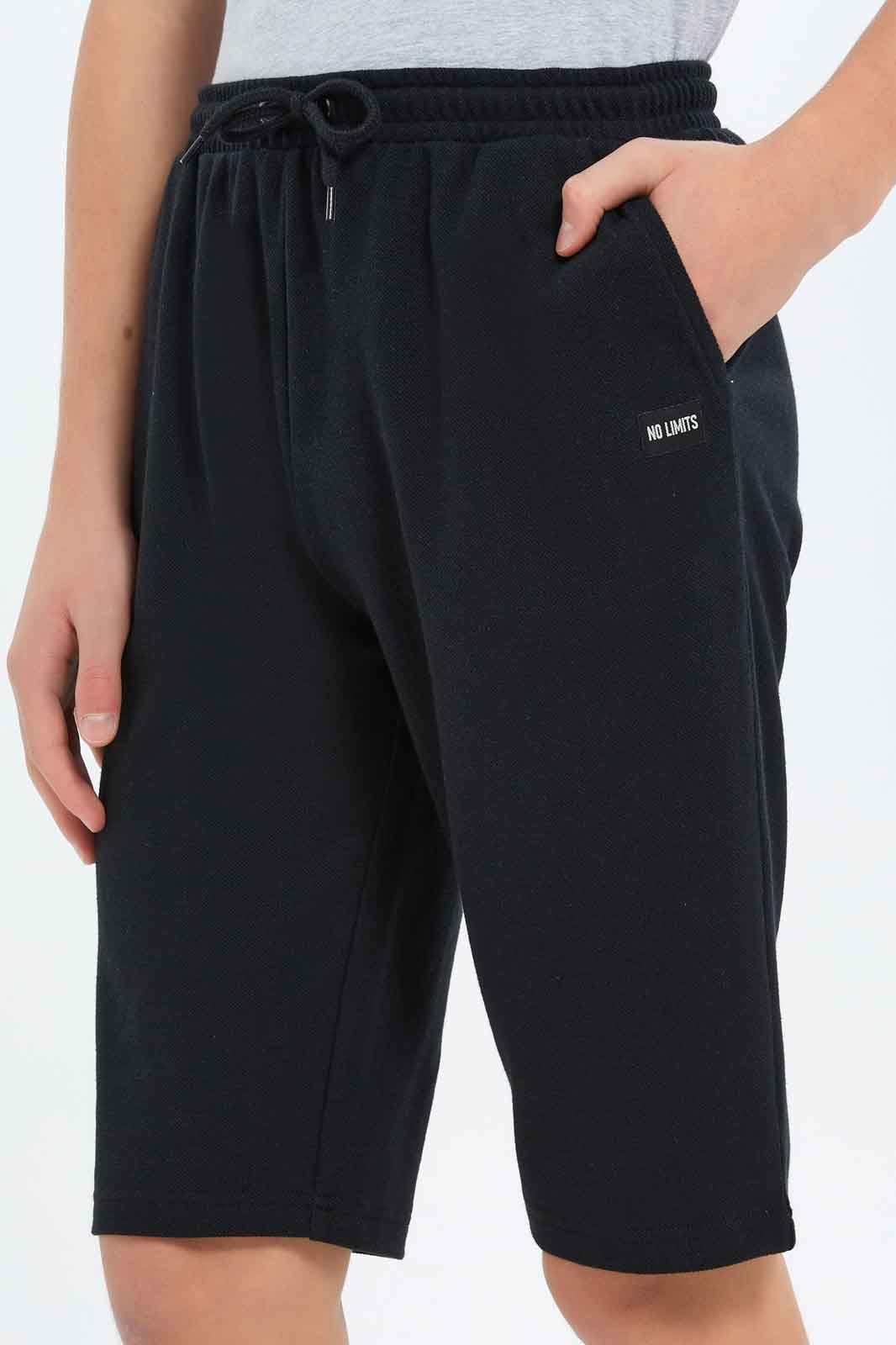 Redtag-Boys-Black-Pique-Active-Shorts-BSR-Shorts,-Category:Shorts,-Colour:Black,-Deals:New-In,-Dept:Boys,-Filter:Senior-Boys-(8-to-14-Yrs),-New-In-BSR-APL,-Non-Sale,-S23C,-Section:Boys-(0-to-14Yrs)-Senior-Boys-9 to 14 Years