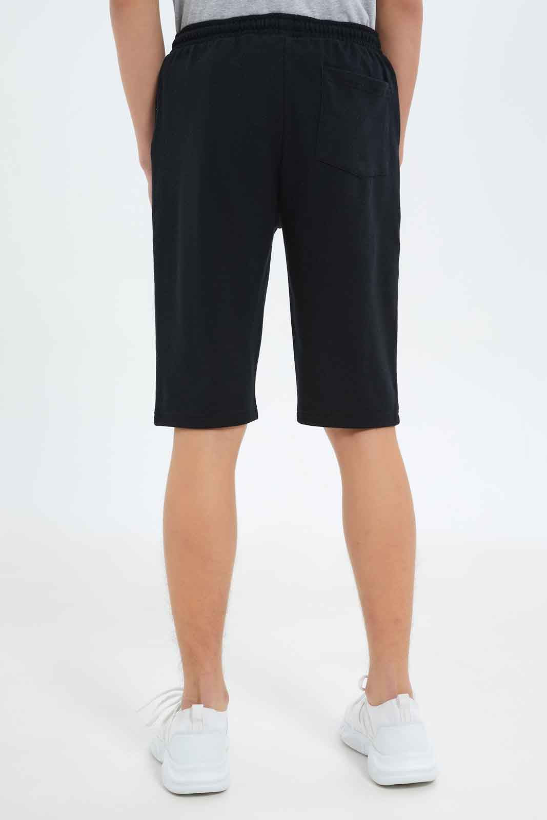 Redtag-Boys-Black-Pique-Active-Shorts-BSR-Shorts,-Category:Shorts,-Colour:Black,-Deals:New-In,-Dept:Boys,-Filter:Senior-Boys-(8-to-14-Yrs),-New-In-BSR-APL,-Non-Sale,-S23C,-Section:Boys-(0-to-14Yrs)-Senior-Boys-9 to 14 Years
