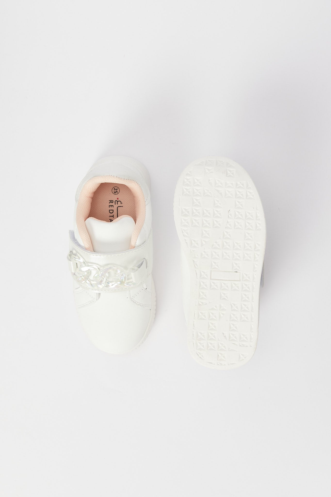 Redtag-White-Chain-Trim-Sneaker-Category:Shoes,-Colour:White,-Deals:New-In,-Filter:Girls-Footwear-(3-to-5-Yrs),-GIR-Trainers,-H1:FOO,-H2:GIR,-H3:TRN,-H4:CLT,-N/A,-New-In-GIR-FOO,-Non-Sale,-S23B,-Season:S23B,-Section:Girls-(0-to-14Yrs)-Girls-3 to 5 Years
