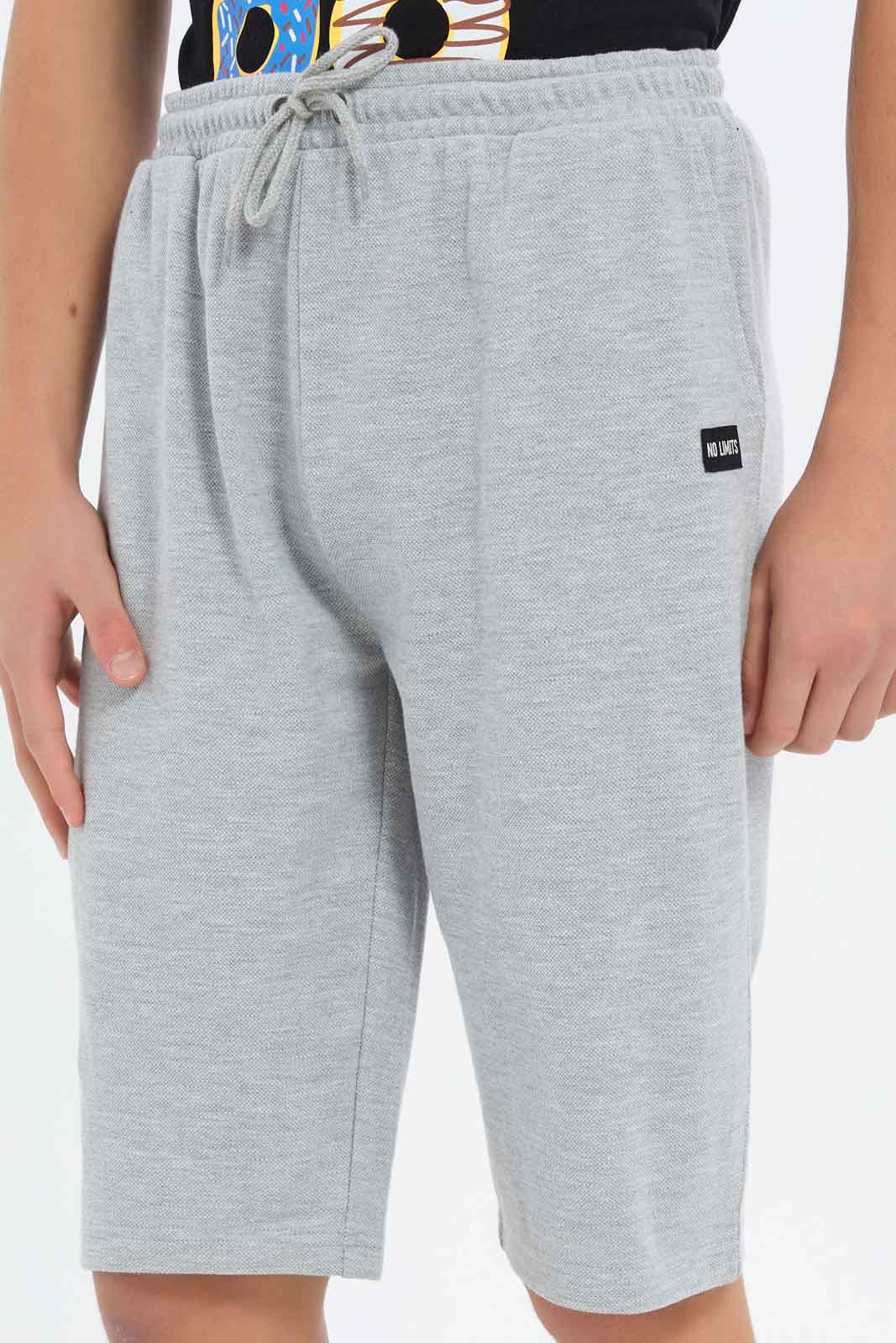 Redtag-Boys-Gey-Mel-Pique-Active-Shorts-BSR-Shorts,-Category:Shorts,-Colour:Grey,-Deals:New-In,-Dept:Boys,-Filter:Senior-Boys-(8-to-14-Yrs),-New-In-BSR-APL,-Non-Sale,-S23C,-Section:Boys-(0-to-14Yrs)-Senior-Boys-9 to 14 Years