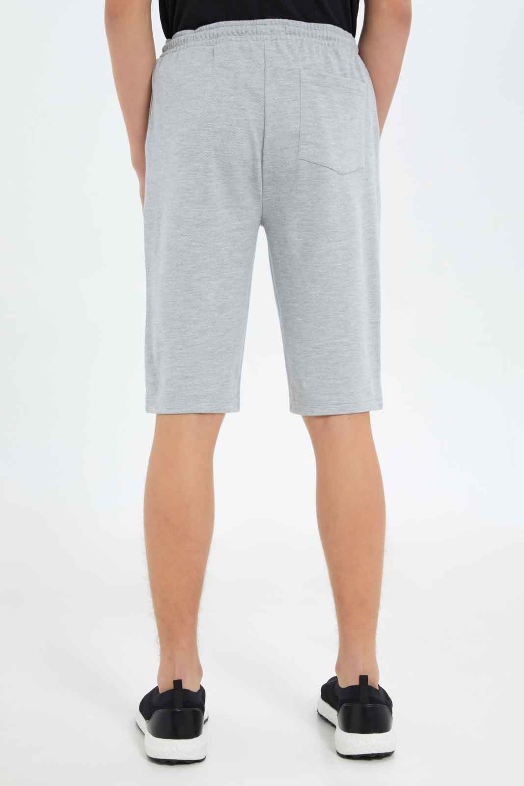 Redtag-Boys-Gey-Mel-Pique-Active-Shorts-BSR-Shorts,-Category:Shorts,-Colour:Grey,-Deals:New-In,-Dept:Boys,-Filter:Senior-Boys-(8-to-14-Yrs),-New-In-BSR-APL,-Non-Sale,-S23C,-Section:Boys-(0-to-14Yrs)-Senior-Boys-9 to 14 Years