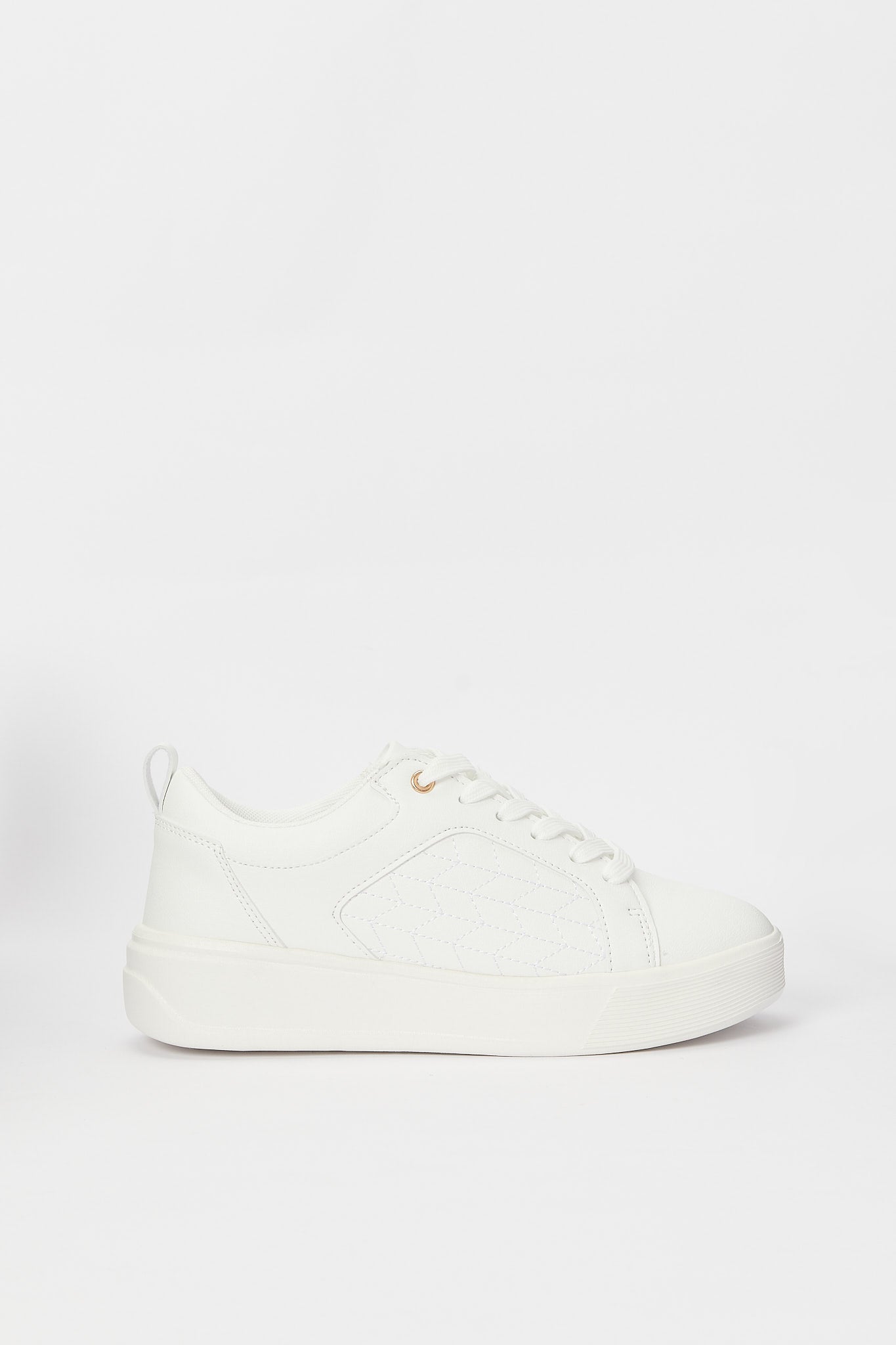 Redtag-White-Quilt-Court-Sneaker-Category:Shoes,-Colour:White,-Deals:New-In,-Filter:Women's-Footwear,-H1:FOO,-H2:LAD,-H3:TRN,-H4:CLT,-N/A,-New-In-Women-FOO,-Non-Sale,-S23B,-Season:S23B,-Section:Women,-Women-Trainers-Women's-