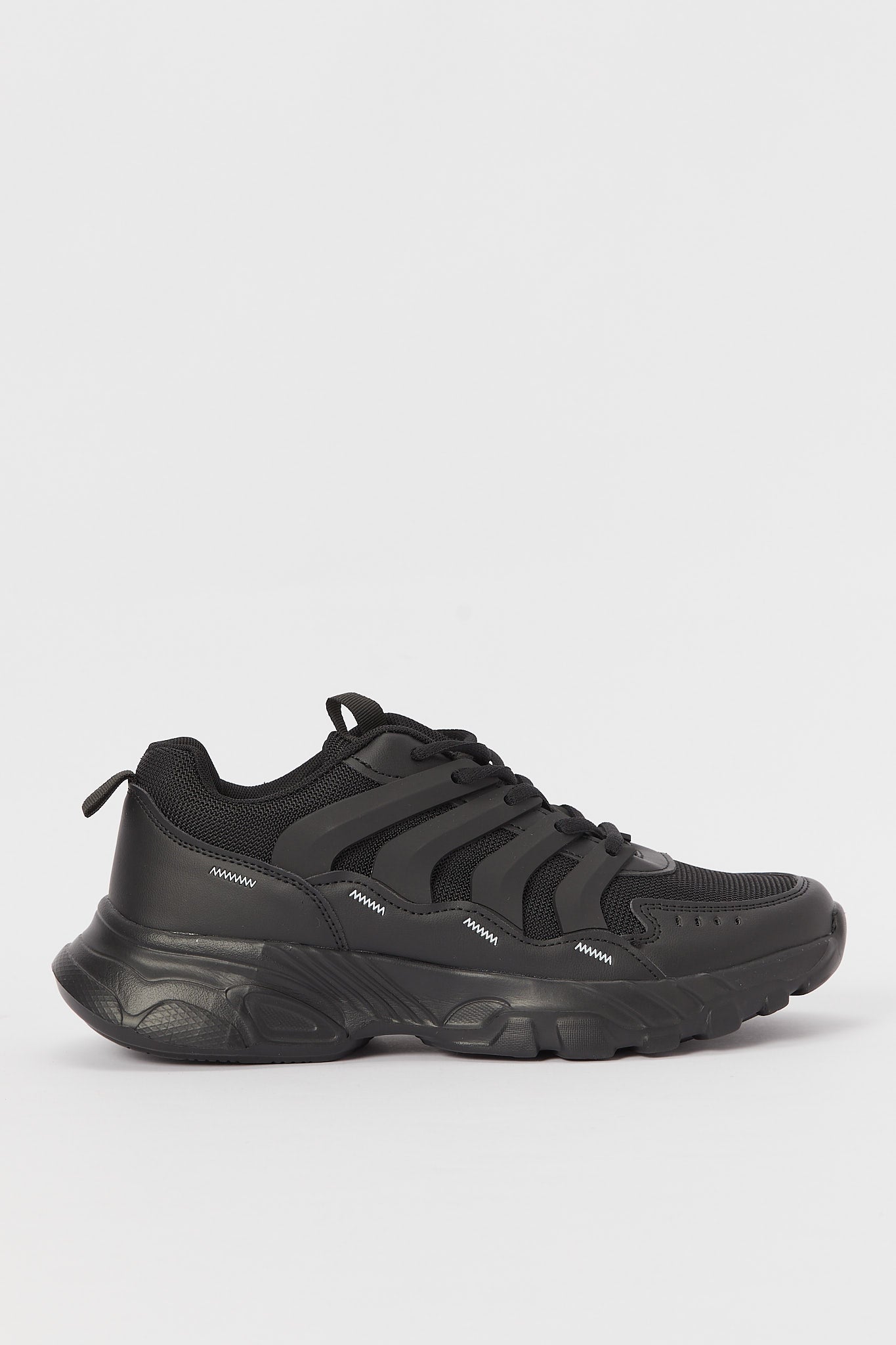 Redtag-Triple-Black-Grooved-3D-Outsole-Sneaker-Category:Shoes,-Colour:Black,-Deals:New-In,-Filter:Men's-Footwear,-H1:FOO,-H2:GEN,-H3:TRN,-H4:CLT,-Men-Trainers,-N/A,-New-In-Men-FOO,-Non-Sale,-S23B,-Season:S23B,-Section:Men-Men's-