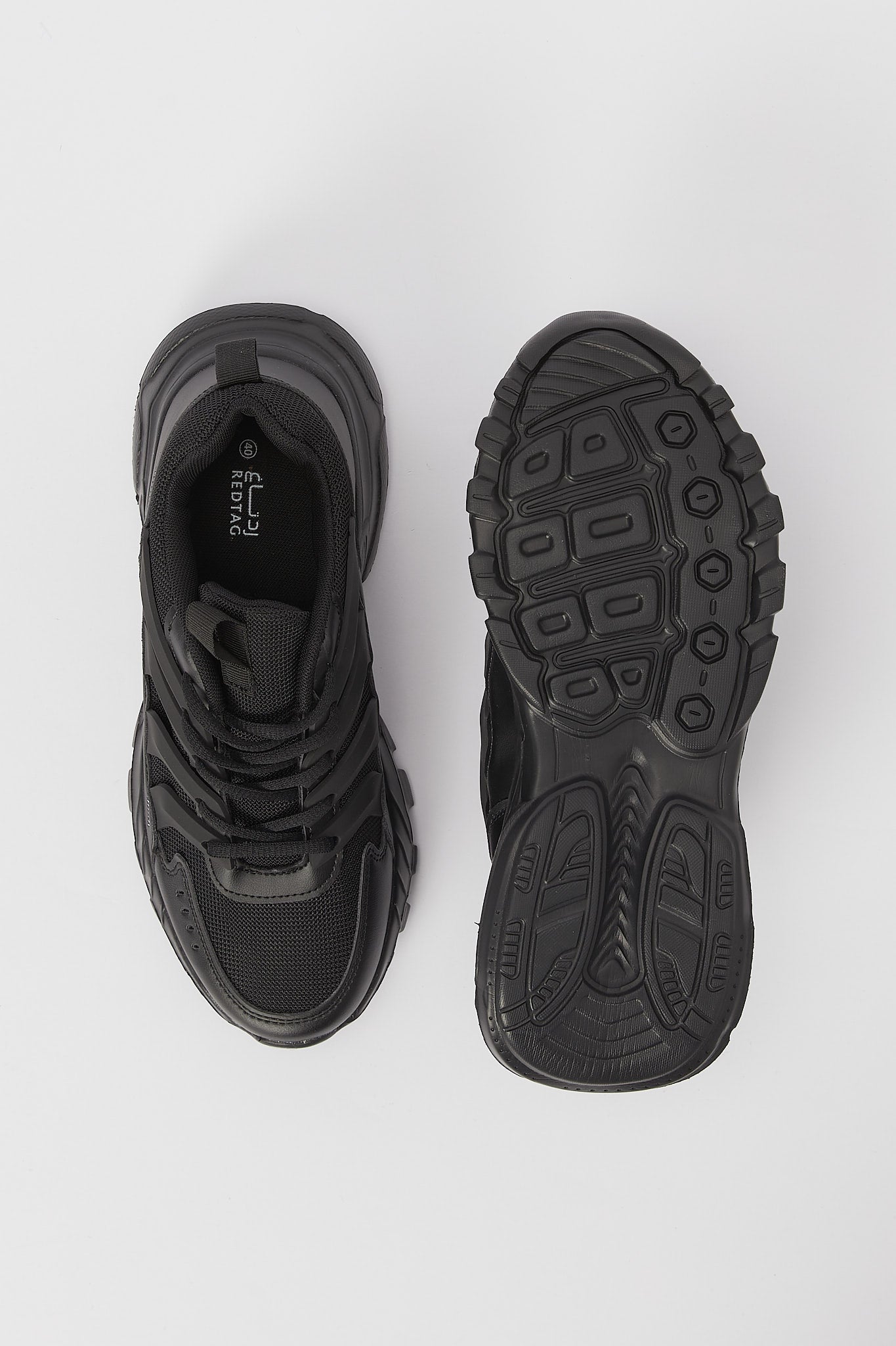 Redtag-Triple-Black-Grooved-3D-Outsole-Sneaker-Category:Shoes,-Colour:Black,-Deals:New-In,-Filter:Men's-Footwear,-H1:FOO,-H2:GEN,-H3:TRN,-H4:CLT,-Men-Trainers,-N/A,-New-In-Men-FOO,-Non-Sale,-S23B,-Season:S23B,-Section:Men-Men's-