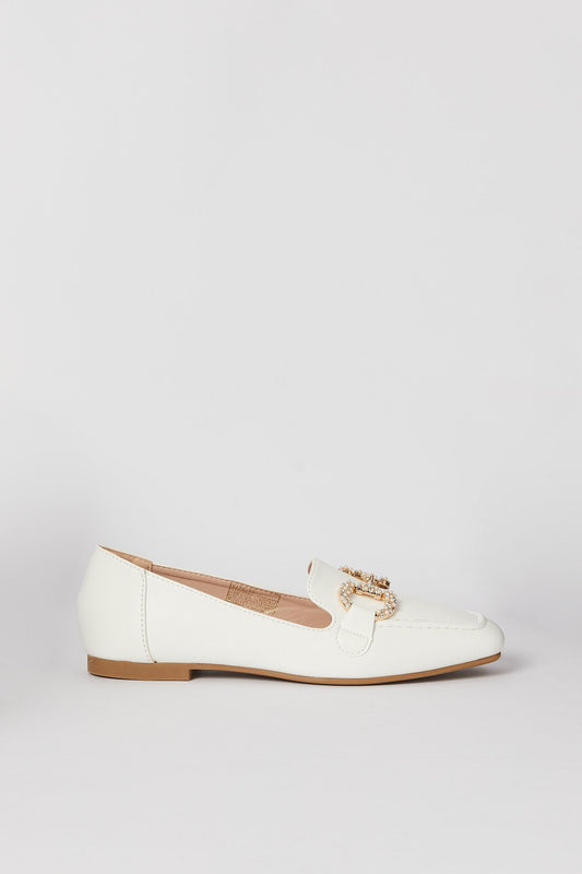 Redtag-White-Loafer-With-Pearl-Trim-Category:Shoes,-Colour:White,-Deals:New-In,-Filter:Women's-Footwear,-H1:FOO,-H2:LAD,-H3:SHO,-H4:CAH,-N/A,-New-In-Women-FOO,-Non-Sale,-S23B,-Season:S23B,-Section:Women,-Women-Shoes-Women's-