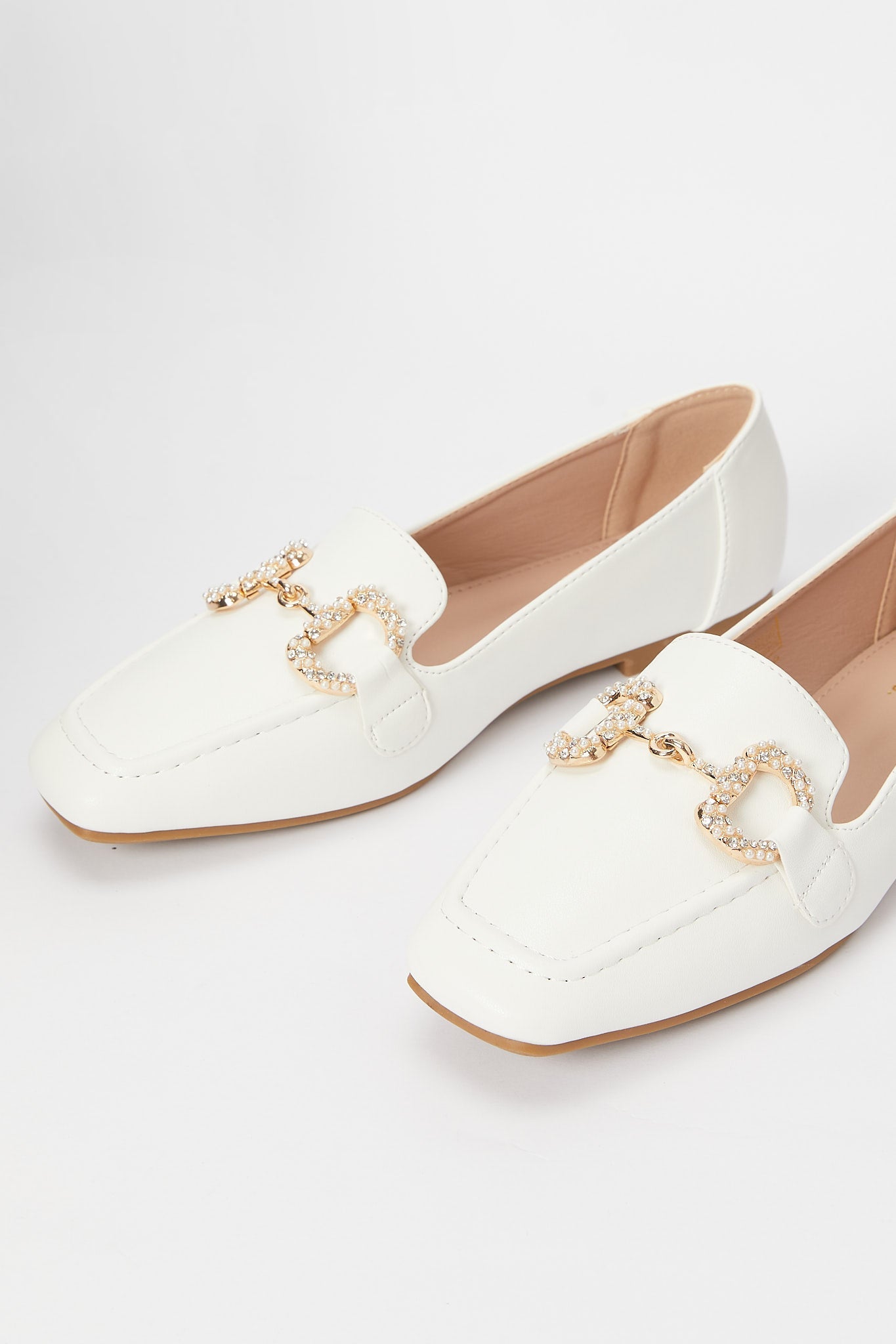 Redtag-White-Loafer-With-Pearl-Trim-Category:Shoes,-Colour:White,-Deals:New-In,-Filter:Women's-Footwear,-H1:FOO,-H2:LAD,-H3:SHO,-H4:CAH,-N/A,-New-In-Women-FOO,-Non-Sale,-S23B,-Season:S23B,-Section:Women,-Women-Shoes-Women's-
