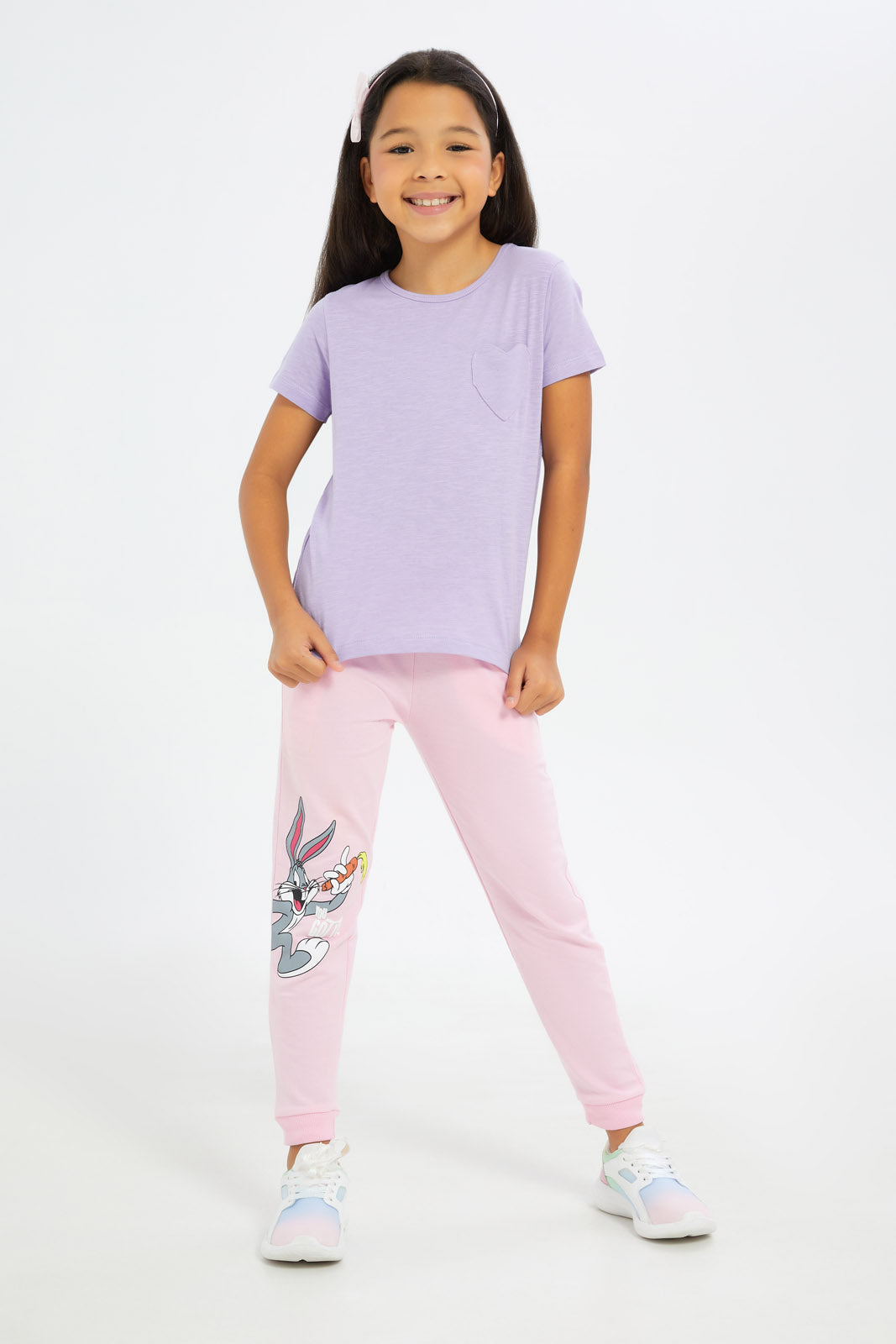 Redtag-Girls-Beige-/Lilac-2-Pack-T-Shirt-Category:T-Shirts,-Colour:Assorted,-Deals:4-FOR-90,-Deals:New-In,-Dept:Girls,-Filter:Girls-(2-to-8-Yrs),-GIR-T-Shirts,-H1:KWR,-H2:GIR,-H3:TSH,-H4:CAT,-New-In-GIR-APL,-Non-Sale,-S23B,-Season:S23B,-Section:Girls-(0-to-14Yrs)-Girls-2 to 8 Years