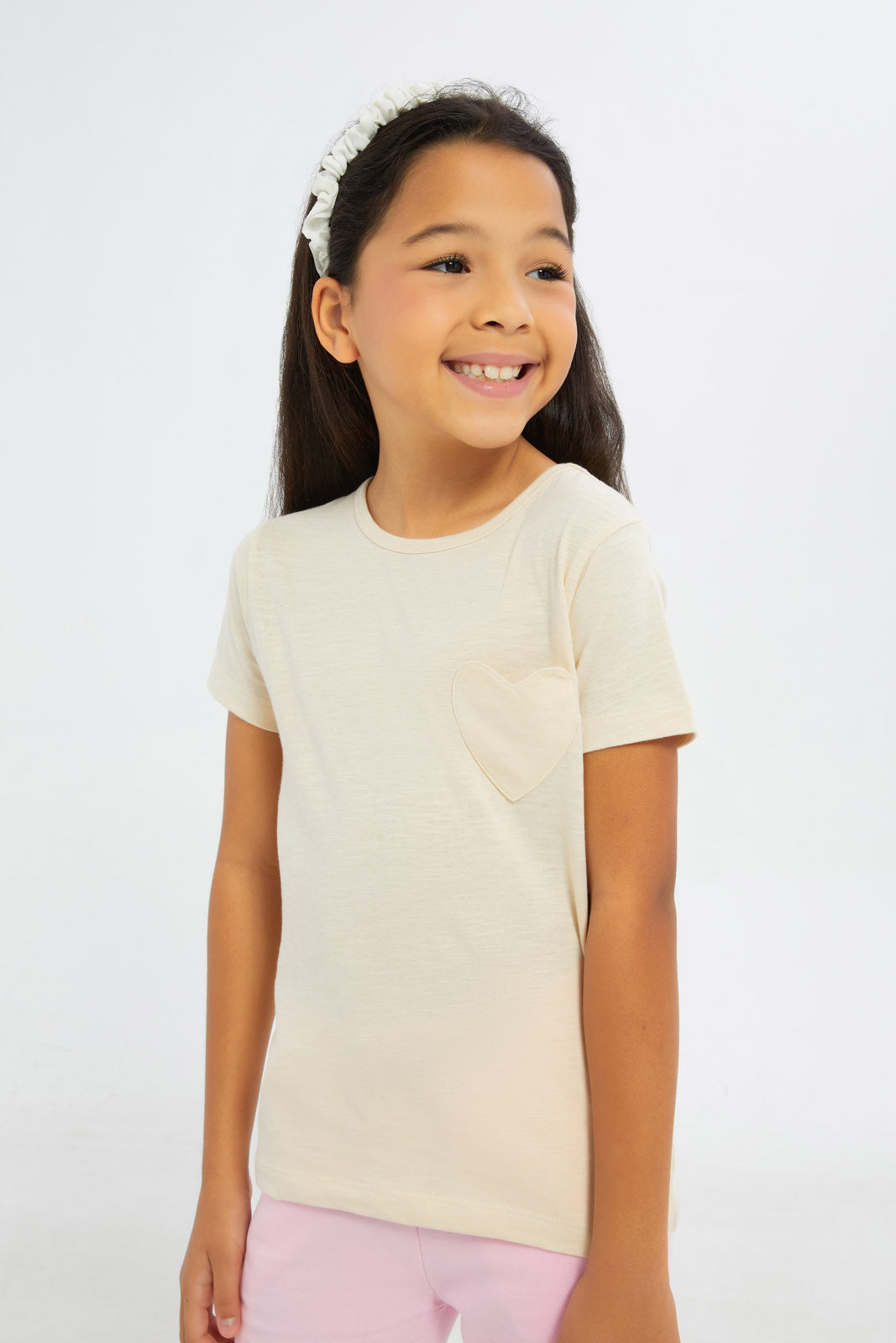 Redtag-Girls-Beige-/Lilac-2-Pack-T-Shirt-Category:T-Shirts,-Colour:Assorted,-Deals:4-FOR-90,-Deals:New-In,-Dept:Girls,-Filter:Girls-(2-to-8-Yrs),-GIR-T-Shirts,-H1:KWR,-H2:GIR,-H3:TSH,-H4:CAT,-New-In-GIR-APL,-Non-Sale,-S23B,-Season:S23B,-Section:Girls-(0-to-14Yrs)-Girls-2 to 8 Years