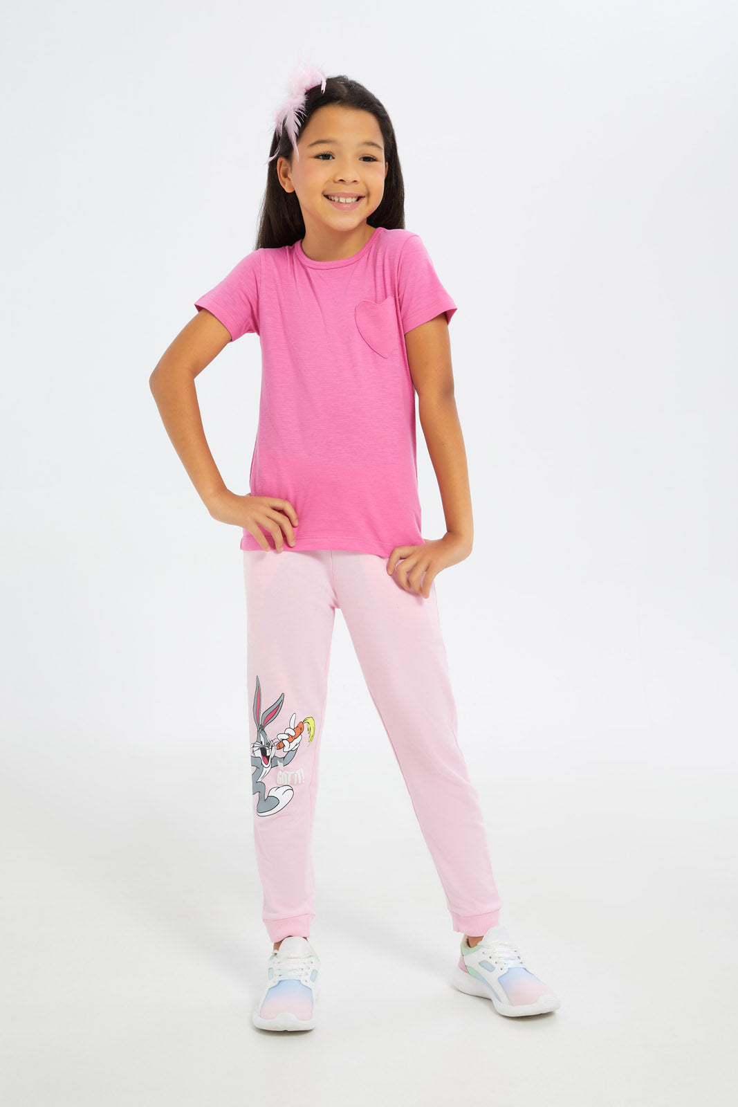 Redtag-Girls-Mint/Fuschia-2-Pack-T-Shirt-Category:T-Shirts,-Colour:Assorted,-Deals:4-FOR-90,-Deals:New-In,-Dept:Girls,-Filter:Girls-(2-to-8-Yrs),-GIR-T-Shirts,-H1:KWR,-H2:GIR,-H3:TSH,-H4:CAT,-New-In-GIR-APL,-Non-Sale,-S23B,-Season:S23B,-Section:Girls-(0-to-14Yrs)-Girls-2 to 8 Years
