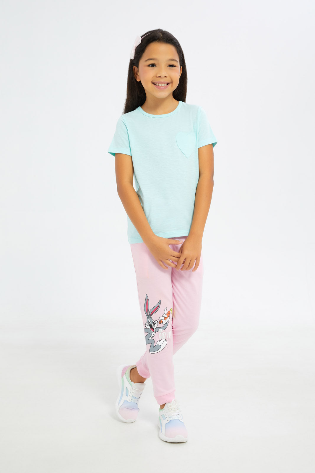 Redtag-Girls-Mint/Fuschia-2-Pack-T-Shirt-Category:T-Shirts,-Colour:Assorted,-Deals:4-FOR-90,-Deals:New-In,-Dept:Girls,-Filter:Girls-(2-to-8-Yrs),-GIR-T-Shirts,-H1:KWR,-H2:GIR,-H3:TSH,-H4:CAT,-New-In-GIR-APL,-Non-Sale,-S23B,-Season:S23B,-Section:Girls-(0-to-14Yrs)-Girls-2 to 8 Years
