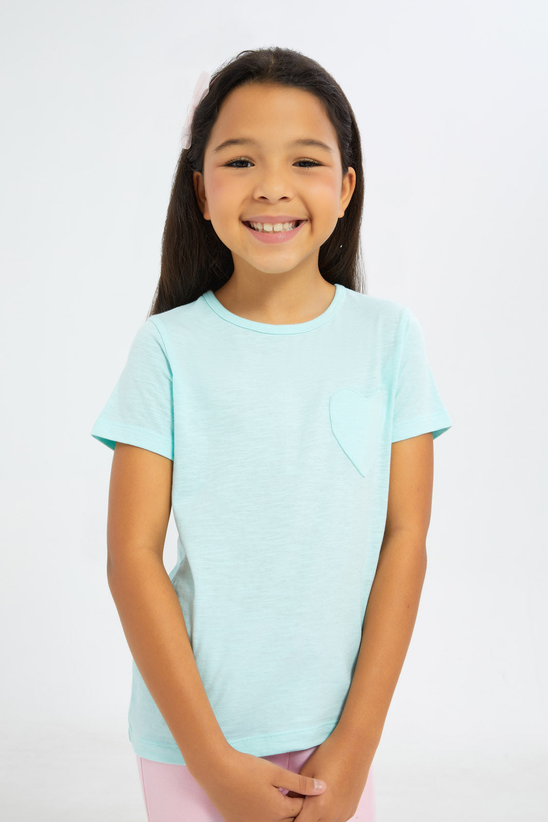 Redtag-Girls-Mint/Fuschia-2-Pack-T-Shirt-Category:T-Shirts,-Colour:Assorted,-Deals:4-FOR-90,-Deals:New-In,-Dept:Girls,-Filter:Girls-(2-to-8-Yrs),-GIR-T-Shirts,-H1:KWR,-H2:GIR,-H3:TSH,-H4:CAT,-New-In-GIR-APL,-Non-Sale,-S23B,-Season:S23B,-Section:Girls-(0-to-14Yrs)-Girls-2 to 8 Years