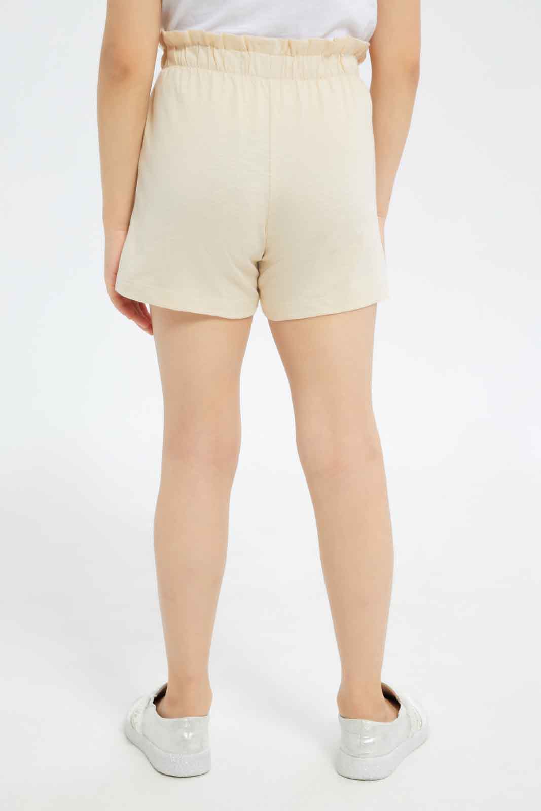 Redtag-Girls-Beige-/Lilac-2-Pack-Short-Category:Shorts,-Colour:Assorted,-Deals:New-In,-Dept:Girls,-Filter:Girls-(2-to-8-Yrs),-GIR-Shorts,-New-In-GIR-APL,-Non-Sale,-S23B,-Section:Girls-(0-to-14Yrs)-Girls-2 to 8 Years