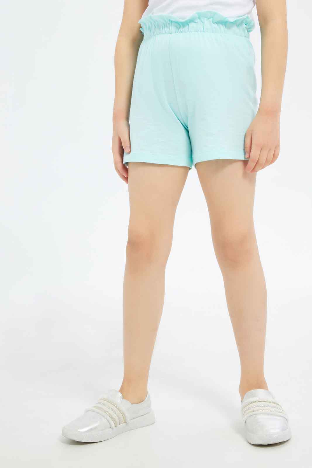 Redtag-Girls-Mint/Fuschia-2-Pack-Short-Category:Shorts,-Colour:Assorted,-Deals:New-In,-Dept:Girls,-Filter:Girls-(2-to-8-Yrs),-GIR-Shorts,-New-In-GIR-APL,-Non-Sale,-S23B,-Section:Girls-(0-to-14Yrs)-Girls-2 to 8 Years