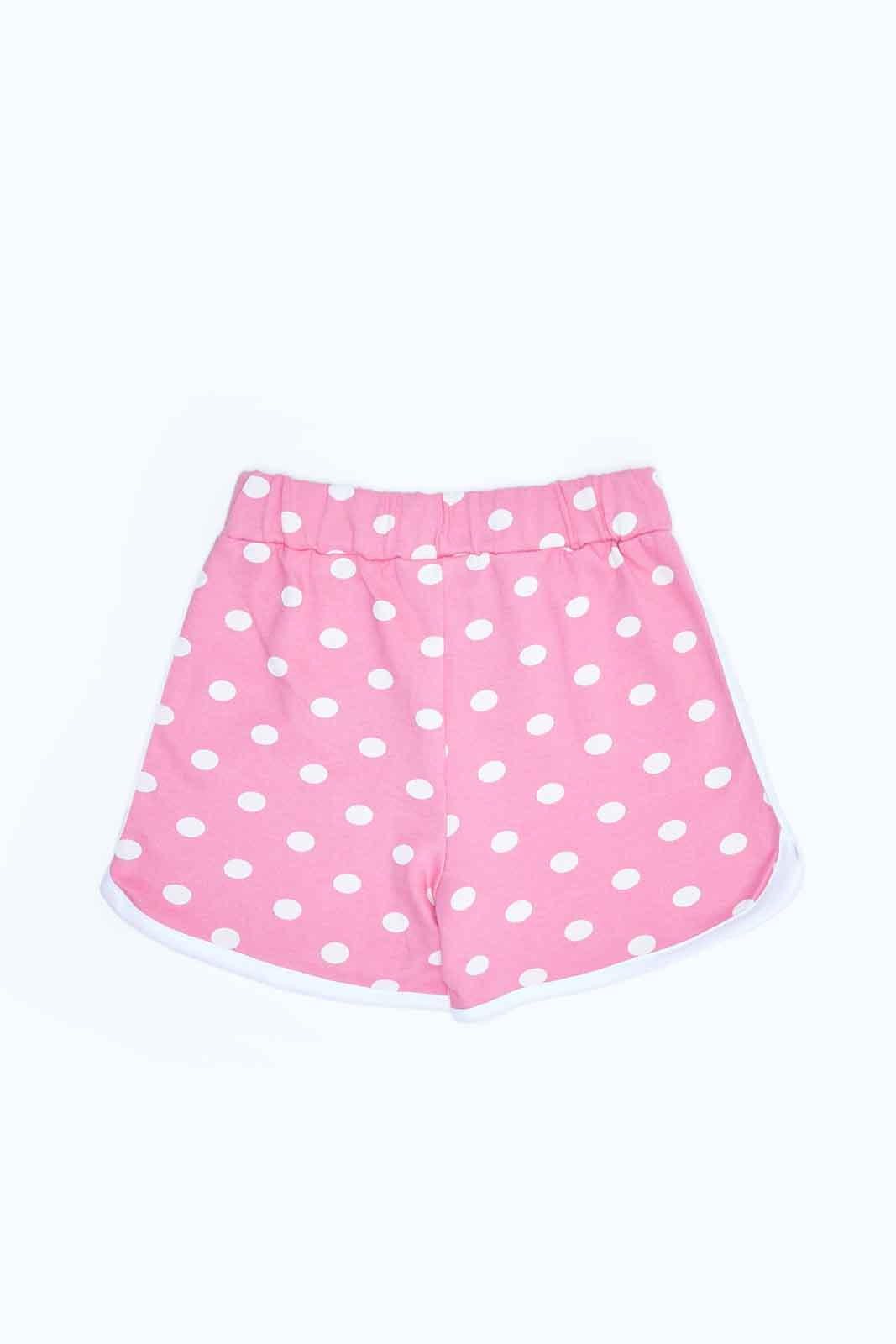 Redtag-Girls-Pink-Polka-Aop-Shorts-Category:Shorts,-Colour:Apricot,-Deals:2-FOR-37,-Deals:New-In,-Dept:Girls,-Filter:Infant-Girls-(3-to-24-Mths),-ING-Shorts,-MQN,-New-In-ING-APL,-Non-Sale,-S23B,-Section:Girls-(0-to-14Yrs),-TBL-Infant-Girls-3 to 24 Months