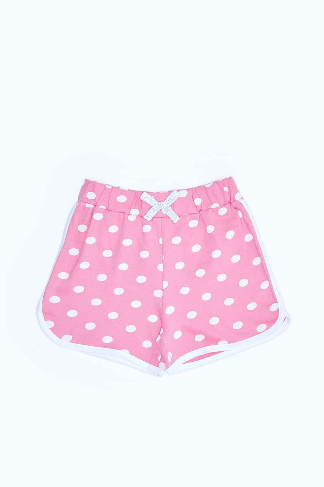 Redtag-Girls-Pink-Polka-Aop-Shorts-Category:Shorts,-Colour:Apricot,-Deals:2-FOR-37,-Deals:New-In,-Dept:Girls,-Filter:Infant-Girls-(3-to-24-Mths),-ING-Shorts,-MQN,-New-In-ING-APL,-Non-Sale,-S23B,-Section:Girls-(0-to-14Yrs),-TBL-Infant-Girls-3 to 24 Months