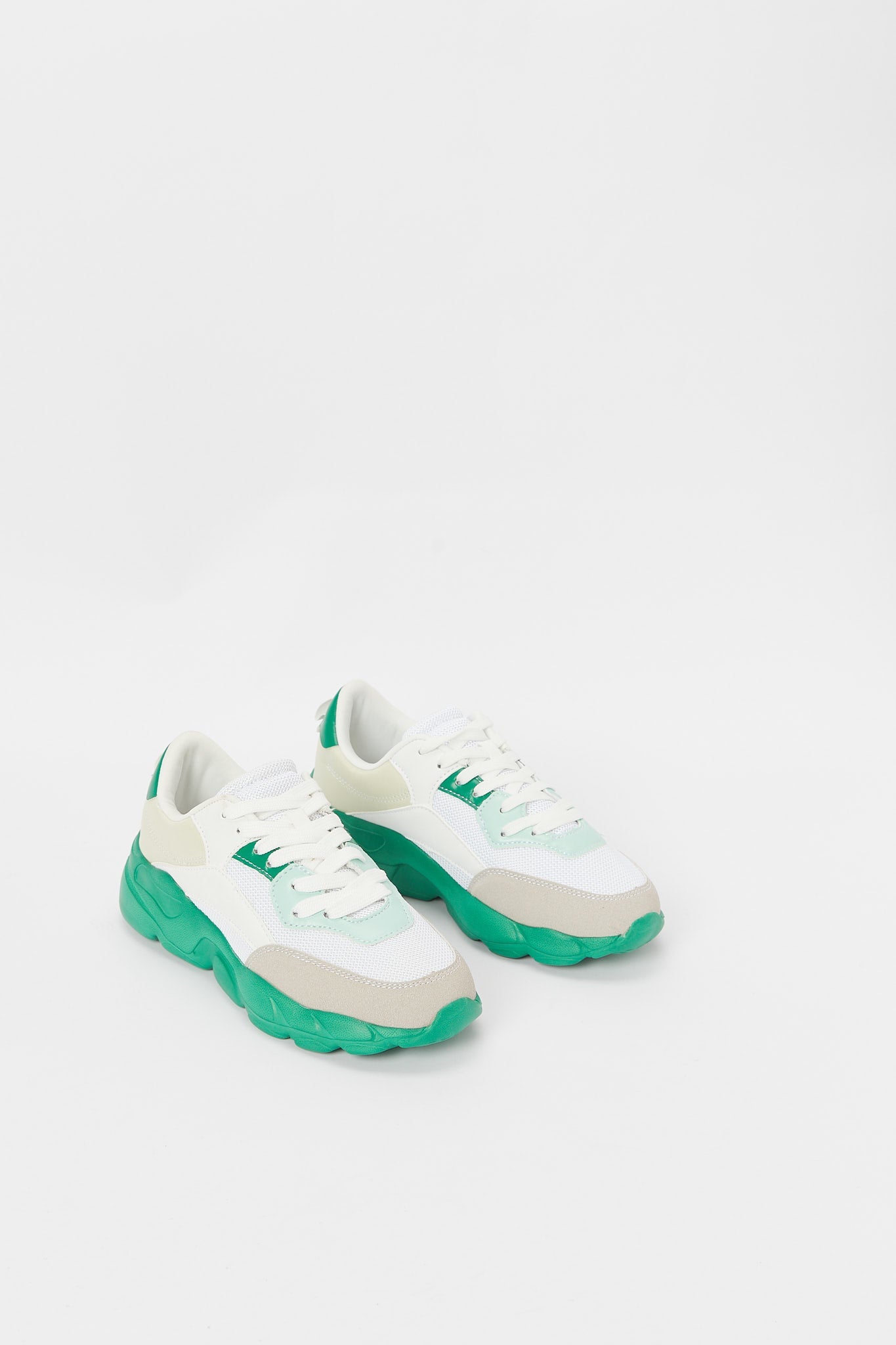 Redtag-White-Lace-Up-With-Green-Outsole-Category:Shoes,-Colour:White,-Deals:New-In,-Filter:Women's-Footwear,-H1:FOO,-H2:LAD,-H3:TRN,-H4:CLT,-N/A,-New-In-Women-FOO,-Non-Sale,-S23B,-Season:S23B,-Section:Women,-Women-Trainers-Women's-