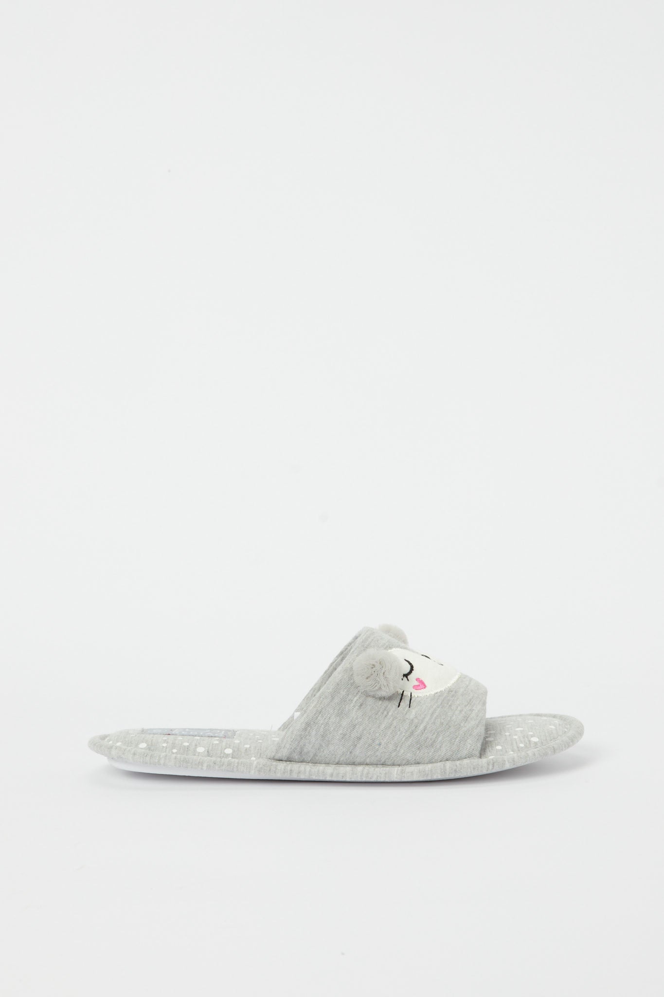 Redtag-Grey-Animal-Face-Slipper-Category:Shoes,-CHR,-Colour:Grey,-Deals:New-In,-Filter:Women's-Footwear,-H1:FOO,-H2:LAD,-H3:SLI,-H4:SLI,-New-In-Women-FOO,-Non-Sale,-S23B,-Season:S23B,-Section:Women,-Women-Slippers-Women's-